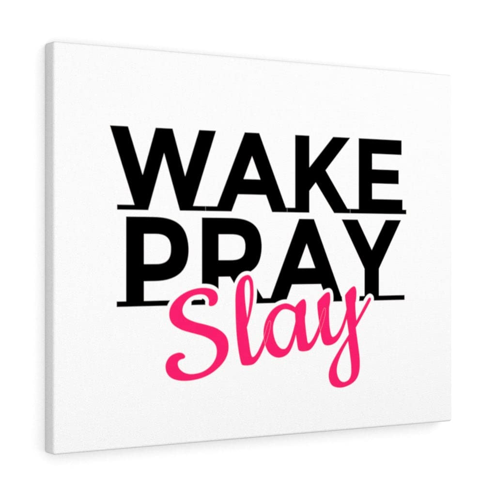 Christian Wall Art Print - Scripture Wall Decor with Inspirational Quotes for Home, Office & Church - Ready to Hang Wake Pray Slay Gift for Women & Men - Perfect for Bedroom, Living Room & Prayer Space