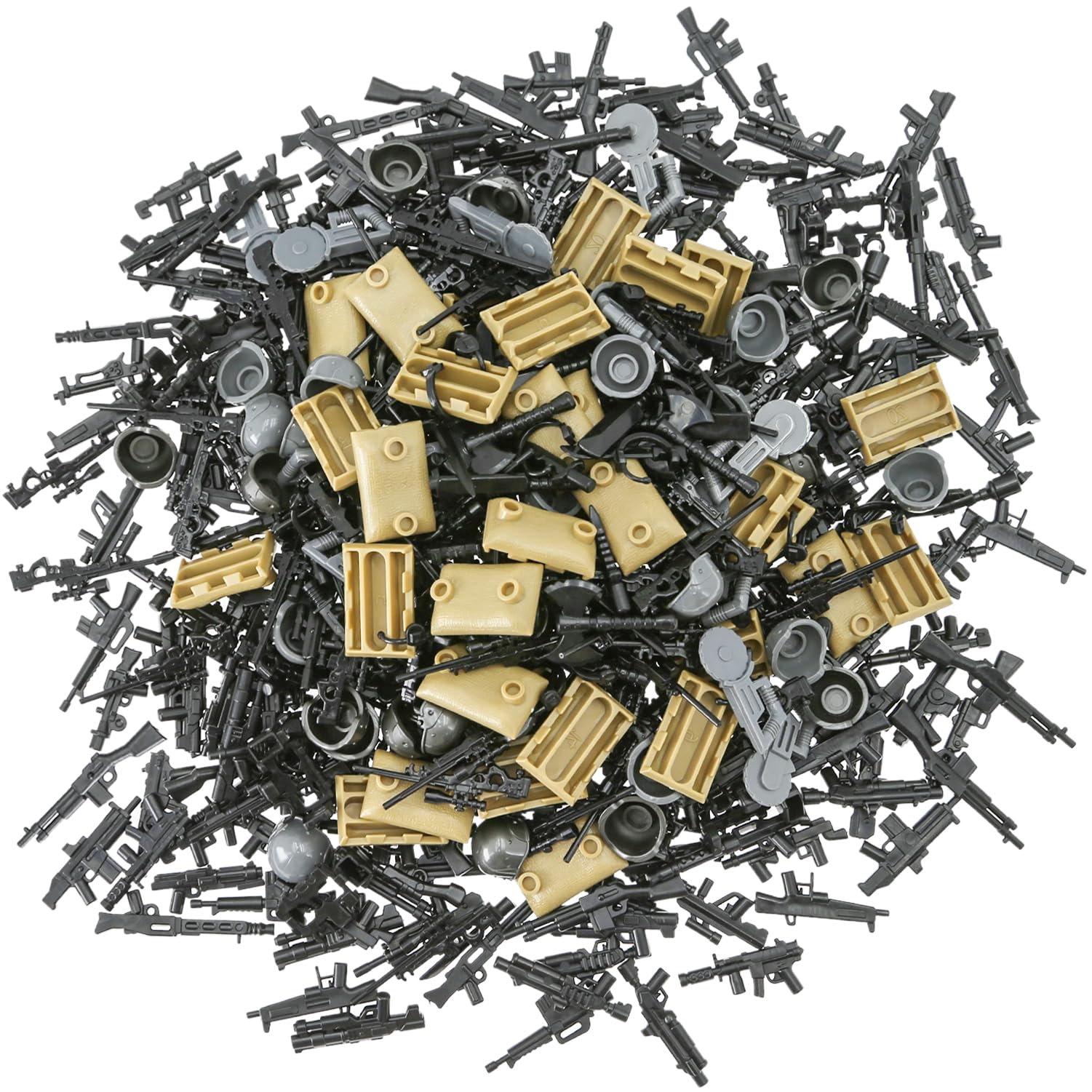 Military Minifigure Weapon Packs - 500pcs SWAT Army Equipment for Brick Soldier Toys | WW2 Bases & Rangers Combat Scenes