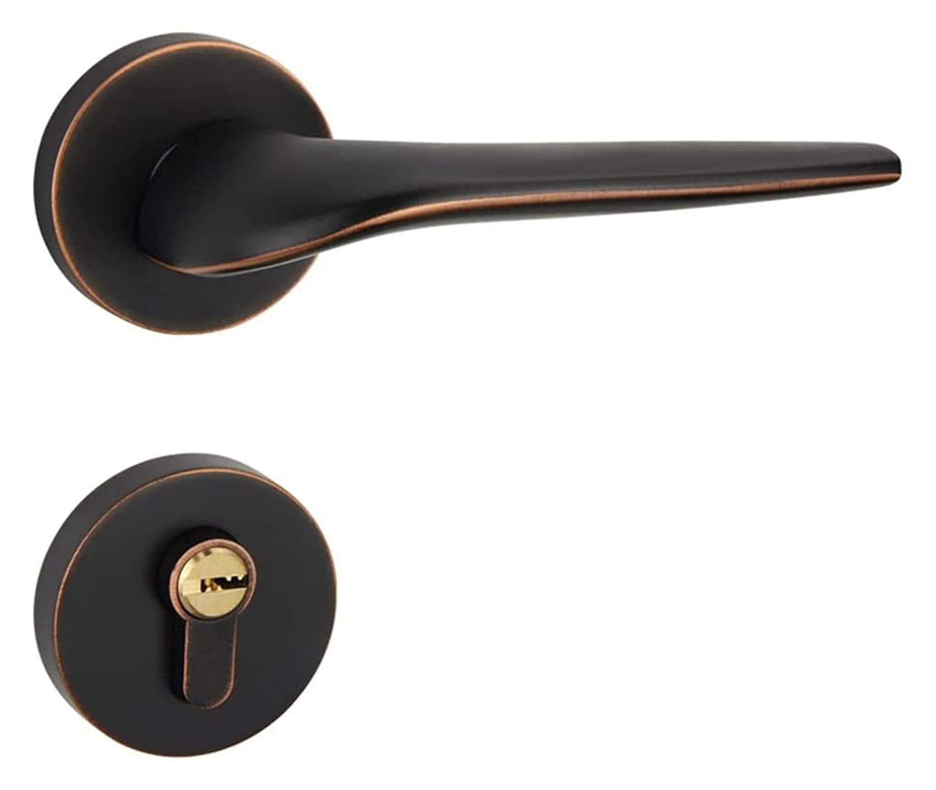 JJZXPJ Split Silent Door Handles - Zinc Alloy Internal Door Lock Hardware for Bedroom & Bathroom (Black) - Noise-Reducing Design for Peaceful Home Environment