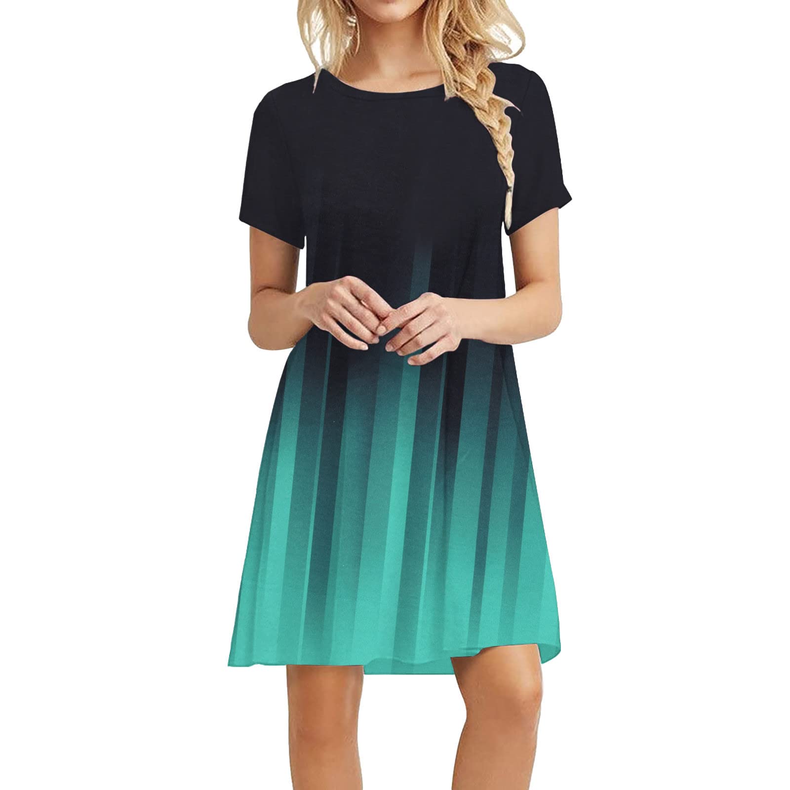 ZILANYGREQ Women's Summer Maxi Dress - Casual Flowy Swing Short Sleeve Beach Dress with Printed Design | Perfect for Beach Vacations, Pool Parties & Summer Outings