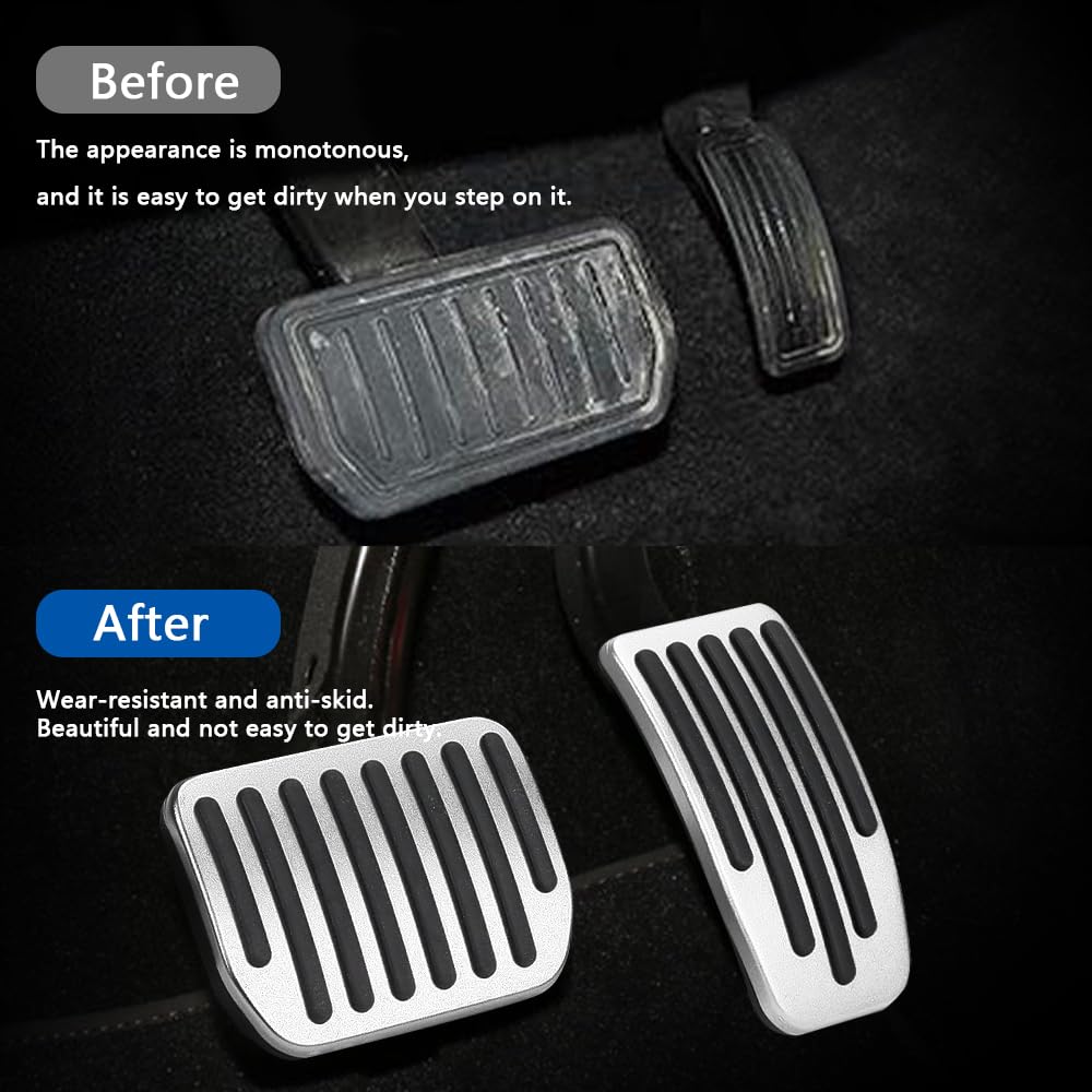 Non-Slip Aluminum Car Pedal Covers for Tesla Model 3/Y - Silver | Auto Performance Accessories