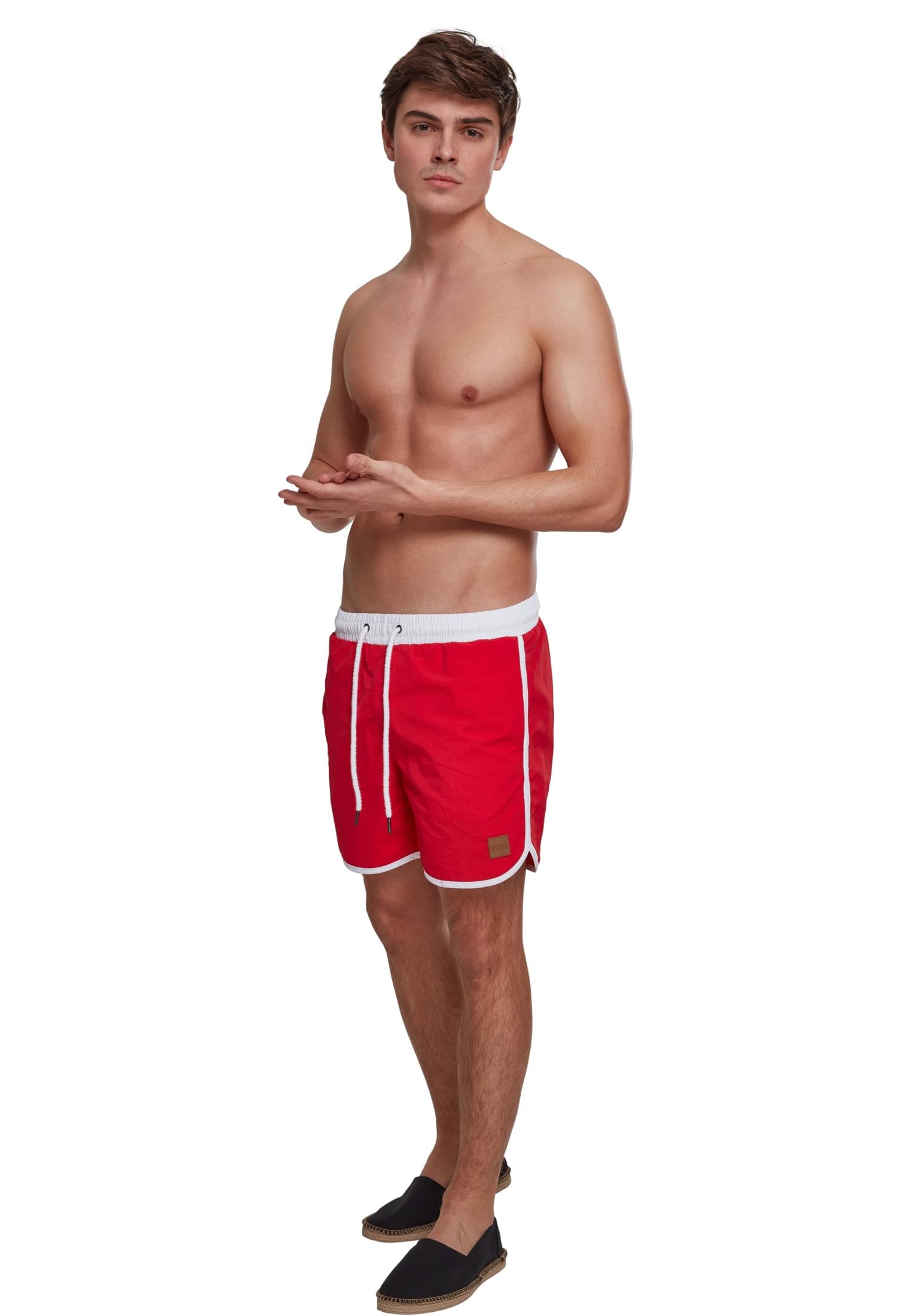 Vintage Red Swim Shorts for Men - XXL Size, Retro Beachwear for Swimming, Surfing & Summer Vacations
