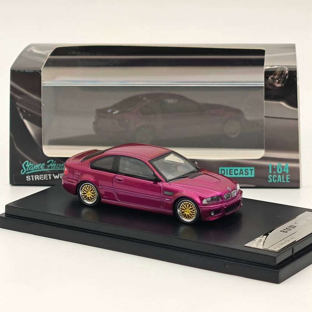 1/64 Scale Street Weapon BMW E46 M3 High Rev Series Purple Diecast Model Car - Collectible Toy Car for Display, Racing Games & Gift Giving