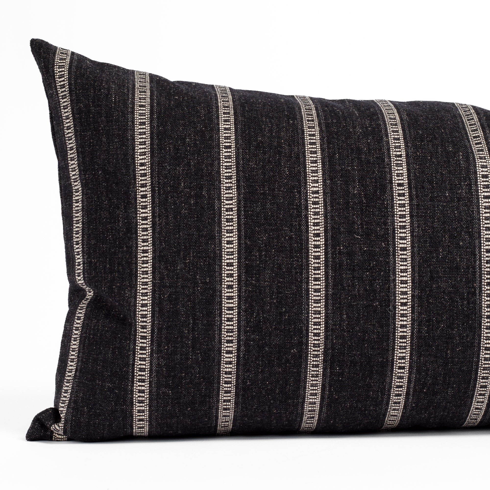 Brunswick Stripe 15x32 XL Lumbar Pillow in Onyx - Perfect for Sofa, Bed & Office Chair Support