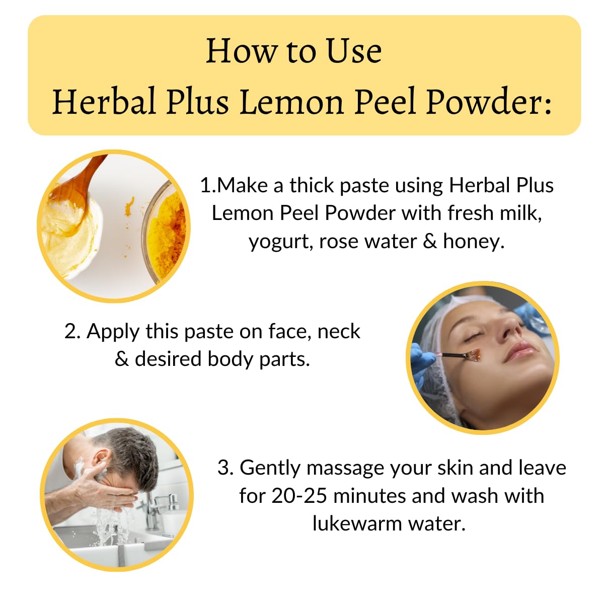 Organic Lemon Peel Powder 100% Natural for Hair & Skin Care - Herbal Plus Pure Lemon Peel Extract for Hair Conditioning, Skin Brightening & Exfoliation (125g) - DIY Beauty, Face Masks, Homemade Scrubs & Natural Remedies