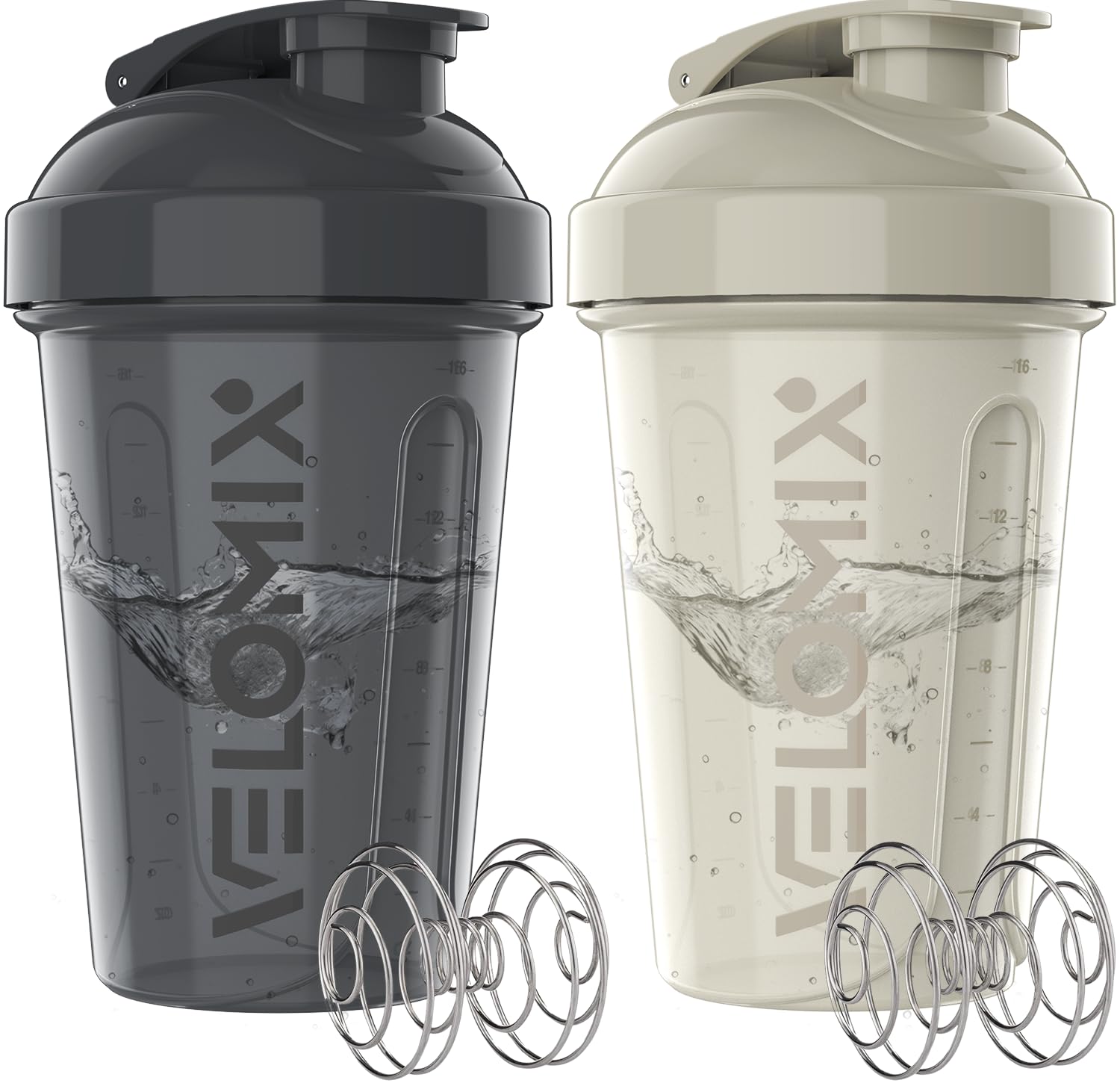 2 Pack 20 oz Protein Shaker Bottles with Wire Whisk - Leak Proof Mixing Cups for Protein Powder, Pre Workout & Post Workout Drinks - Perfect for Gym, Fitness & Bodybuilding - BPA Free Shaker Bottles for Smooth Blending