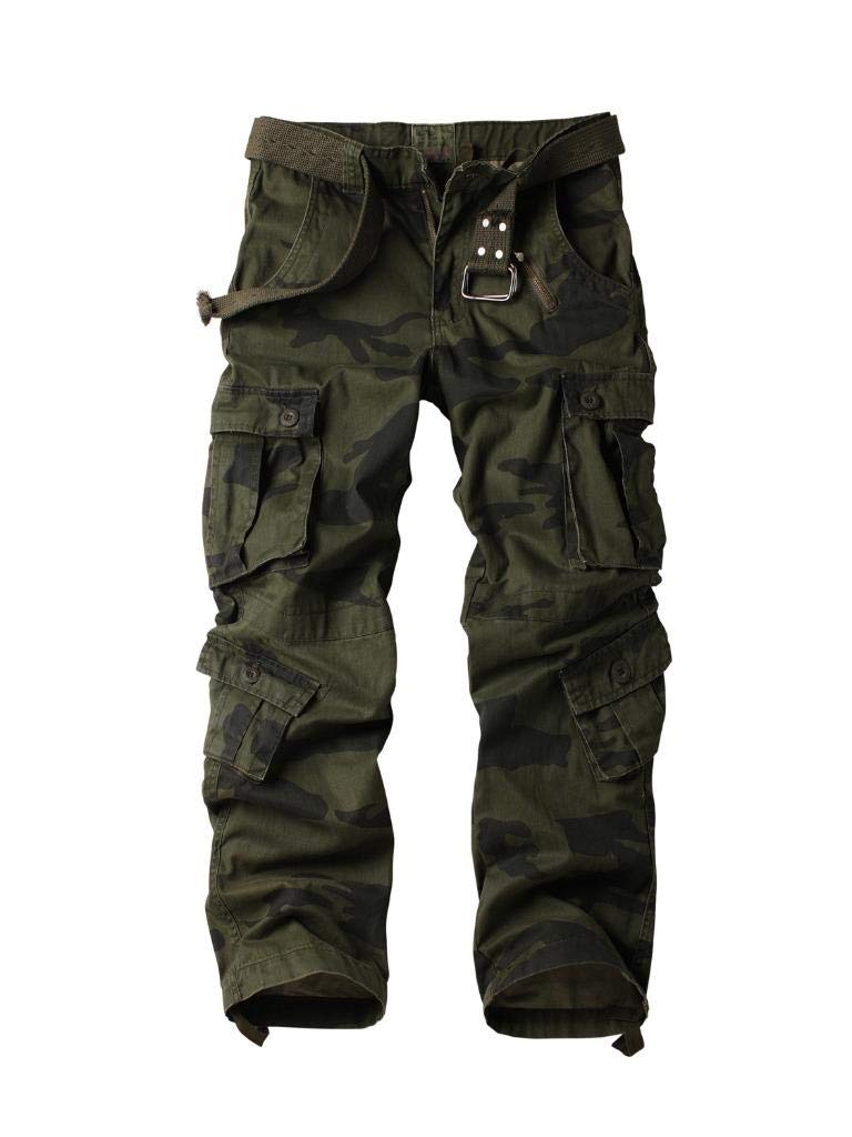 TRGPSG Men's Camo Cargo Pants - Cotton Casual Work & Hiking Pants with 8 Pockets (No Belt Included) - Perfect for Outdoor Adventures, Workwear & Street Style