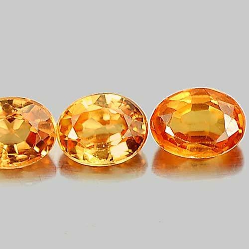 Natural Vivid Medium Orange Songea Sapphire Loose Stones - 1.27tcw, 4x3mm Oval, VS Clarity (5-Piece Set) - September Birthstone for Jewelry Making, Engagement Rings & Fine Collections