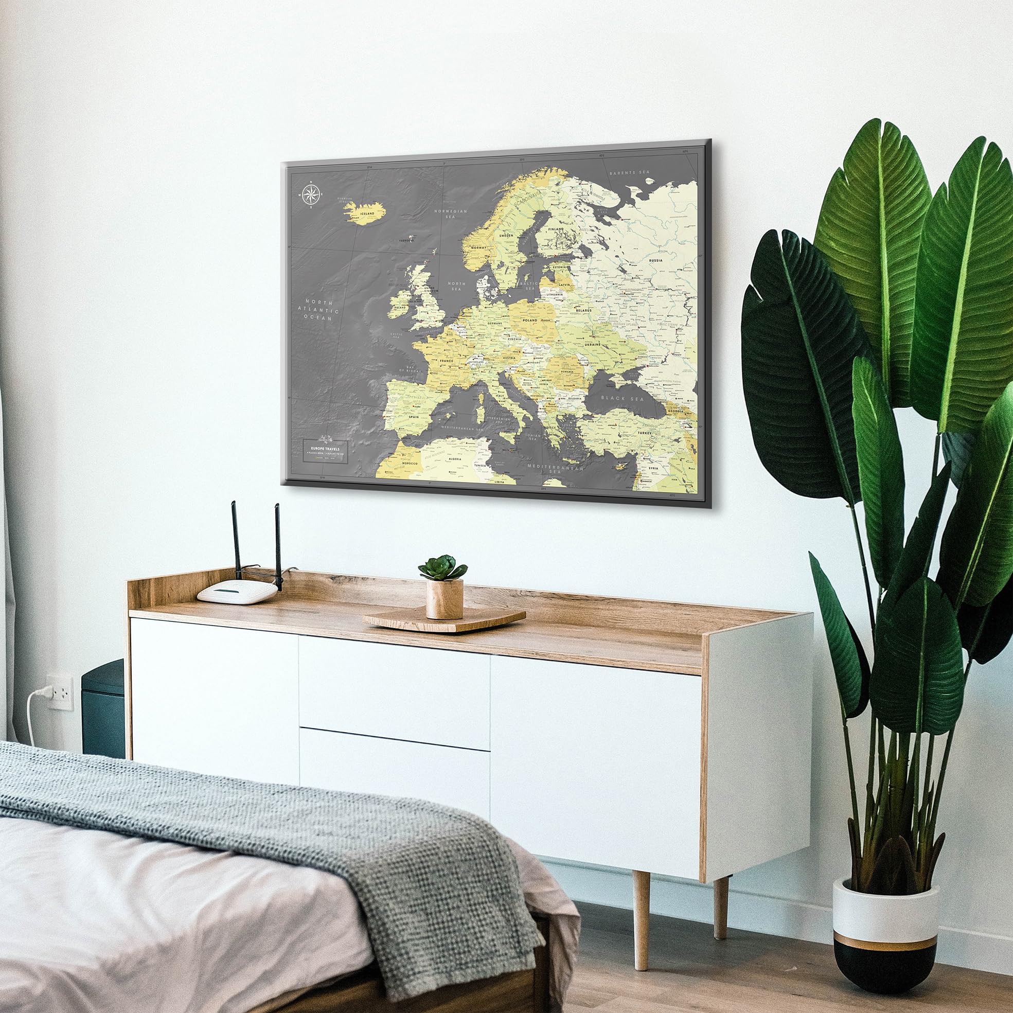 Personalized European Push Pin Travel Map - Detailed Canvas Wall Map for Tracking Adventures & Memories - Perfect for Home Decor, Travel Gifts & Wanderlust Inspiration
