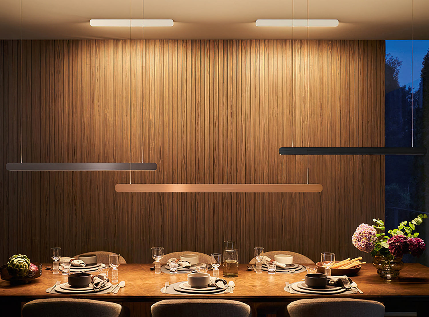 Modern Linear Pendant Light - Adjustable LED Hanging Lamp for Kitchen Island, Dining Room & Office - Sleek Minimalist Design with Warm/Cool Lighting Options
