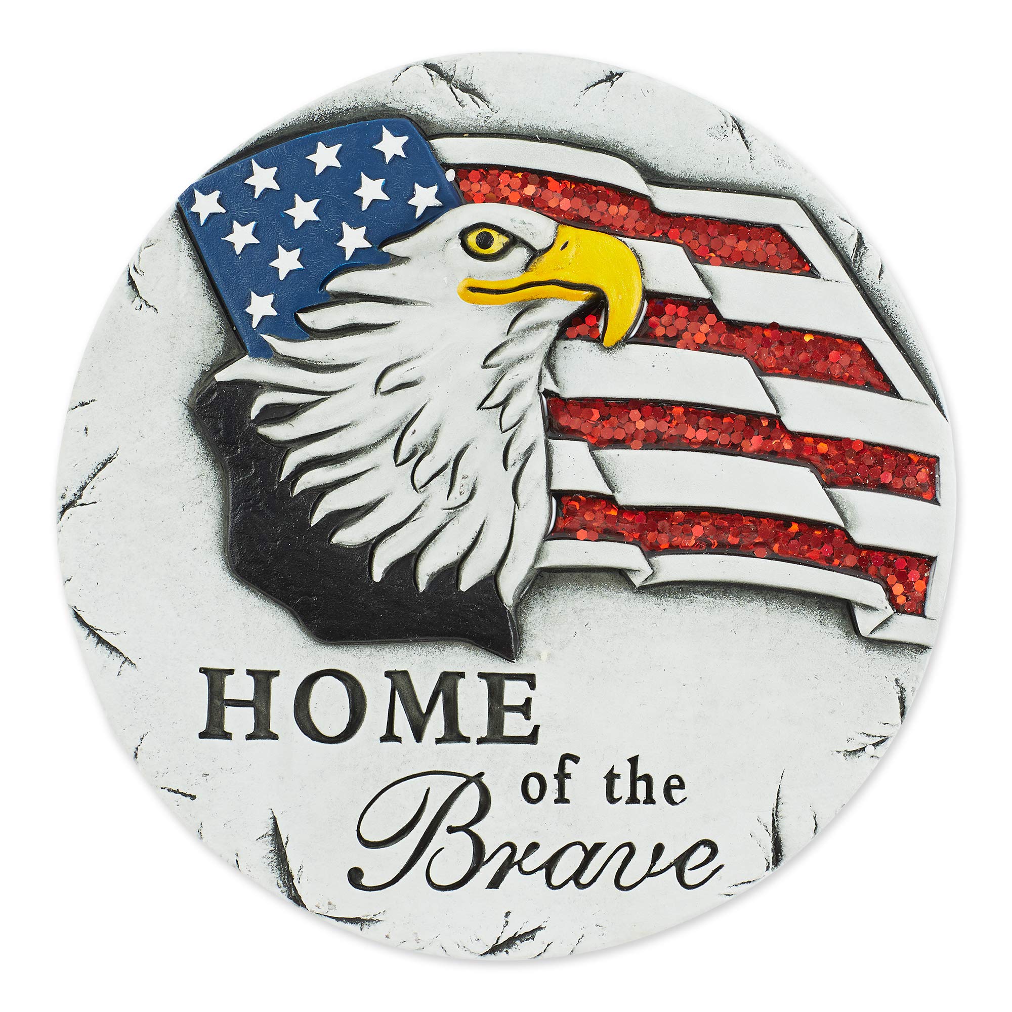 Accent Plus Home of The Brave Stepping Stone - Patriotic Garden Decor for Memorial Day & 4th of July Outdoor Decorations