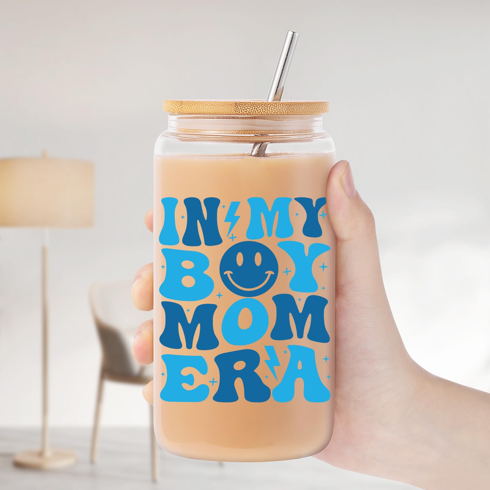 16 oz Iced Coffee Cup - Perfect Boy Mom Gift for New Moms, Postpartum Care, Pregnancy & Baby Showers - Great Birthday & Christmas Present for Expecting Mothers - Ideal for Coffee Lovers & Busy Moms On-The-Go
