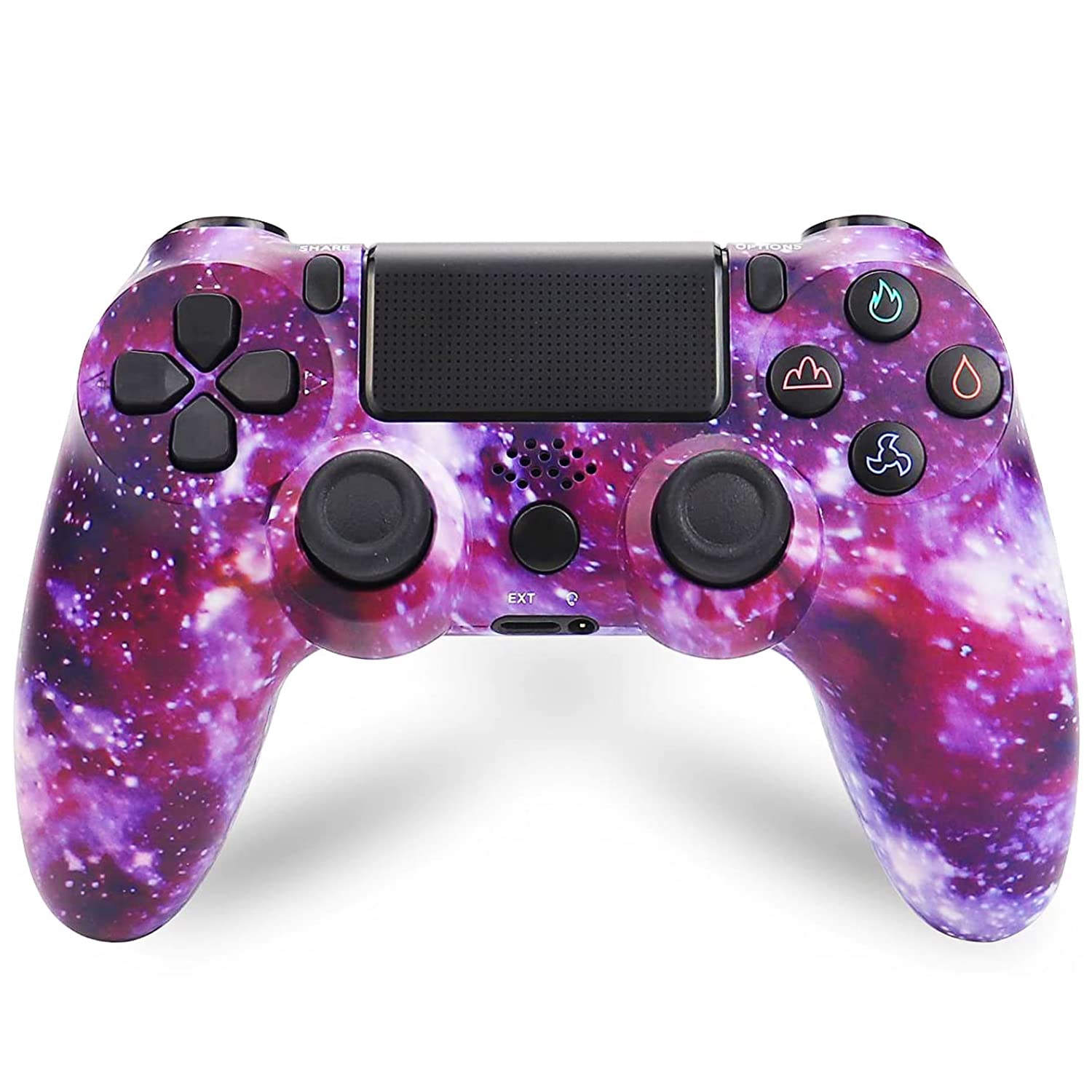 Wireless PS4 Controller with Dual Vibration & Charging - Purple Galaxy for Gaming & Streaming