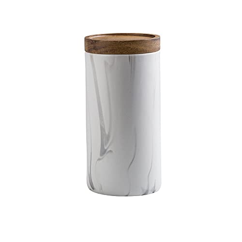 YYW Ceramic Food Storage Jars - Airtight Kitchen Canisters for Coffee Beans, Sugar & Spices - Large Marble White Containers with Seal Lid | Perfect for Pantry Organization & Countertop Display
