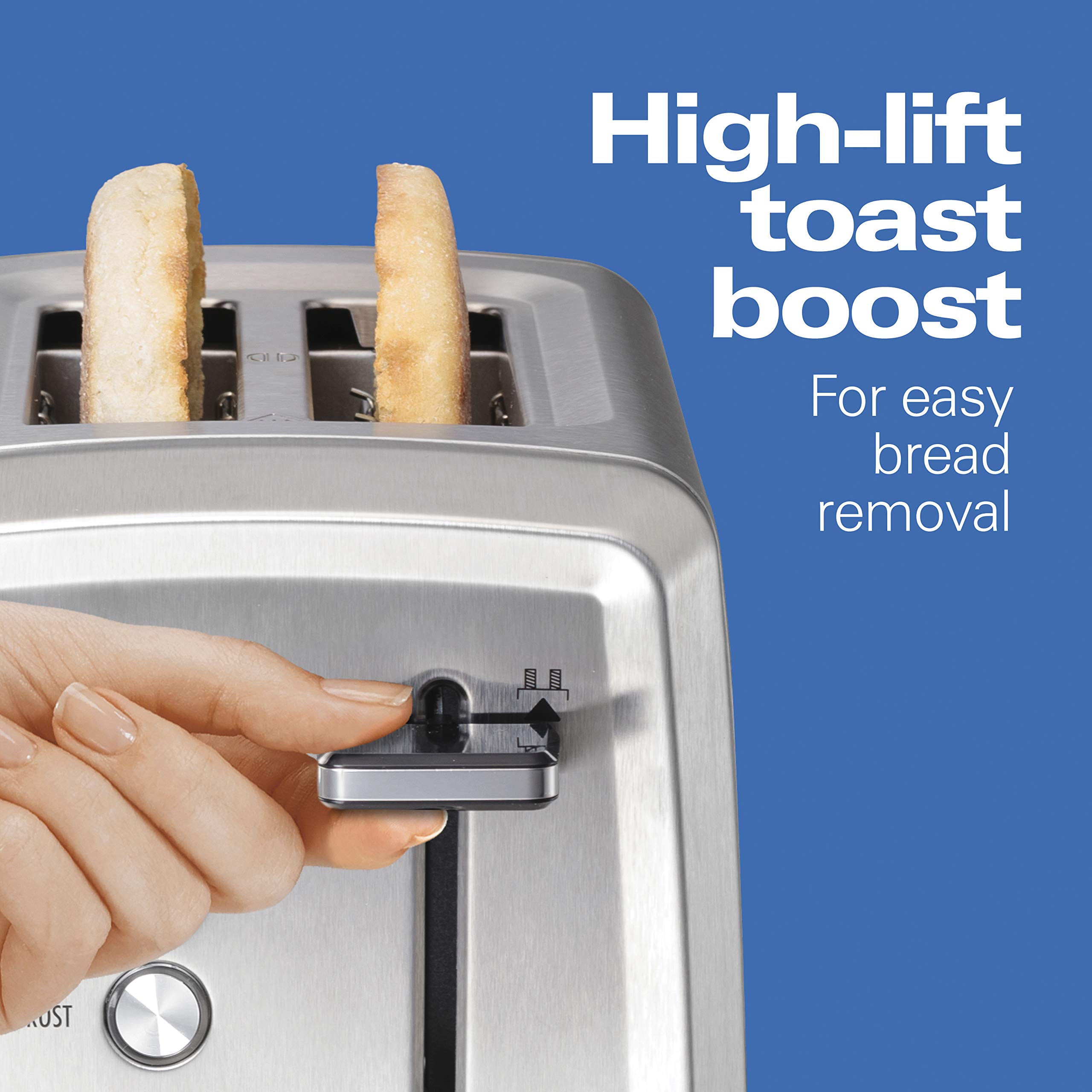 Hamilton Beach 2 Slice Toaster with Extra-Wide Slots - Bagel Setting, Defrost Function & Auto Shutoff - Stainless Steel Toaster for Bagels, Thick Bread & Pastries - Perfect for Breakfast, Kitchen & Office Use (Model 22796)