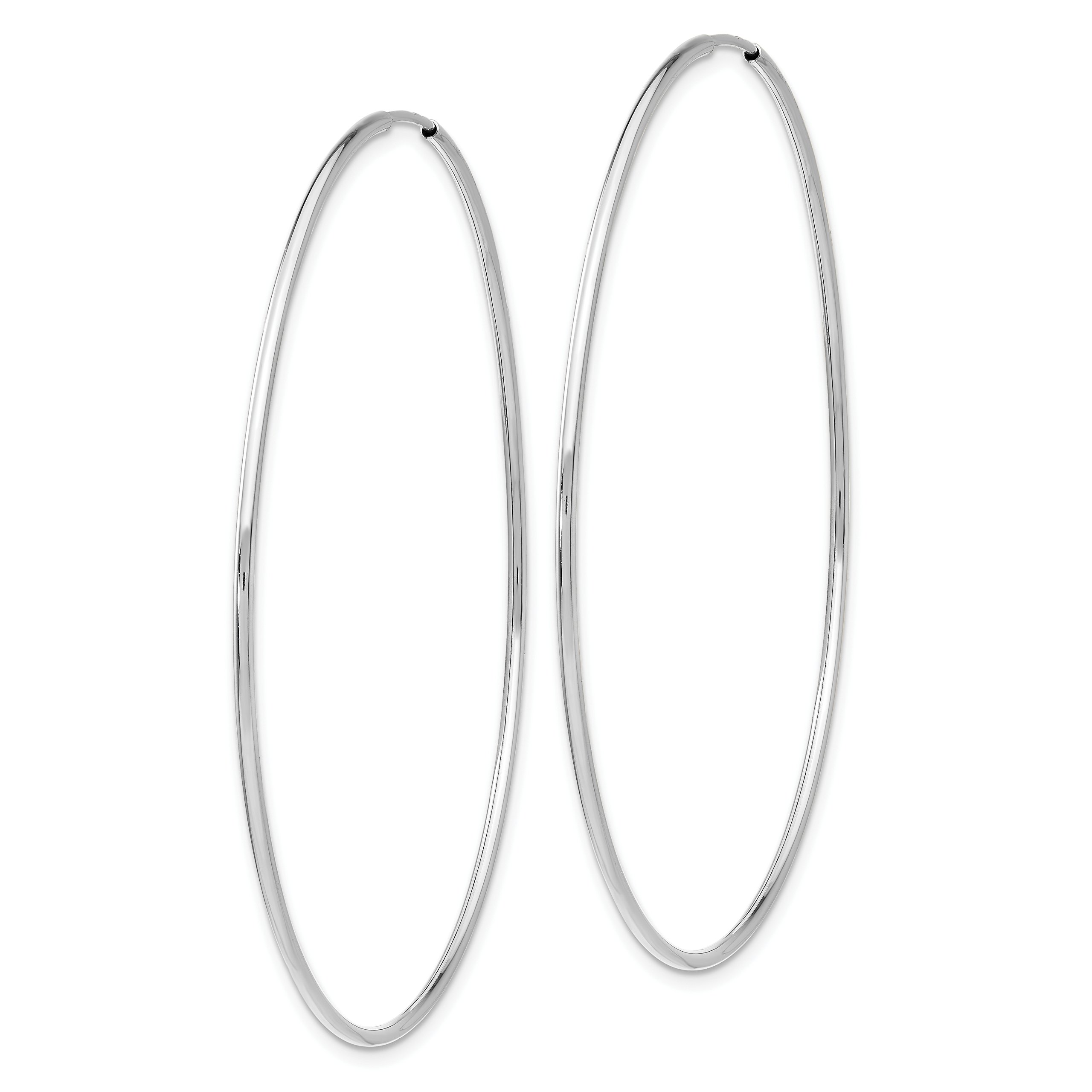 14K Solid White Gold Endless Tube Round Extra Large Hoop Earrings for Women - Elegant Statement Jewelry for Parties, Weddings & Everyday Wear