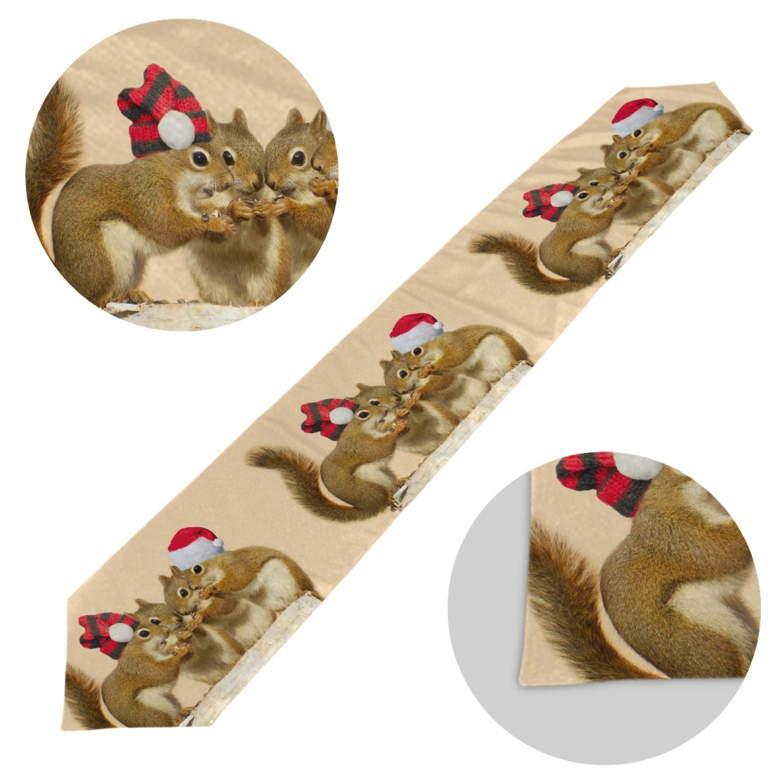 VIKKO Christmas Squirrel Table Runner 13x90 Inch - Holiday Home Decor Polyester Tablecloth for Dining Room, Coffee Table - Perfect for Family Dinners, Indoor Outdoor Parties & Festive Gatherings