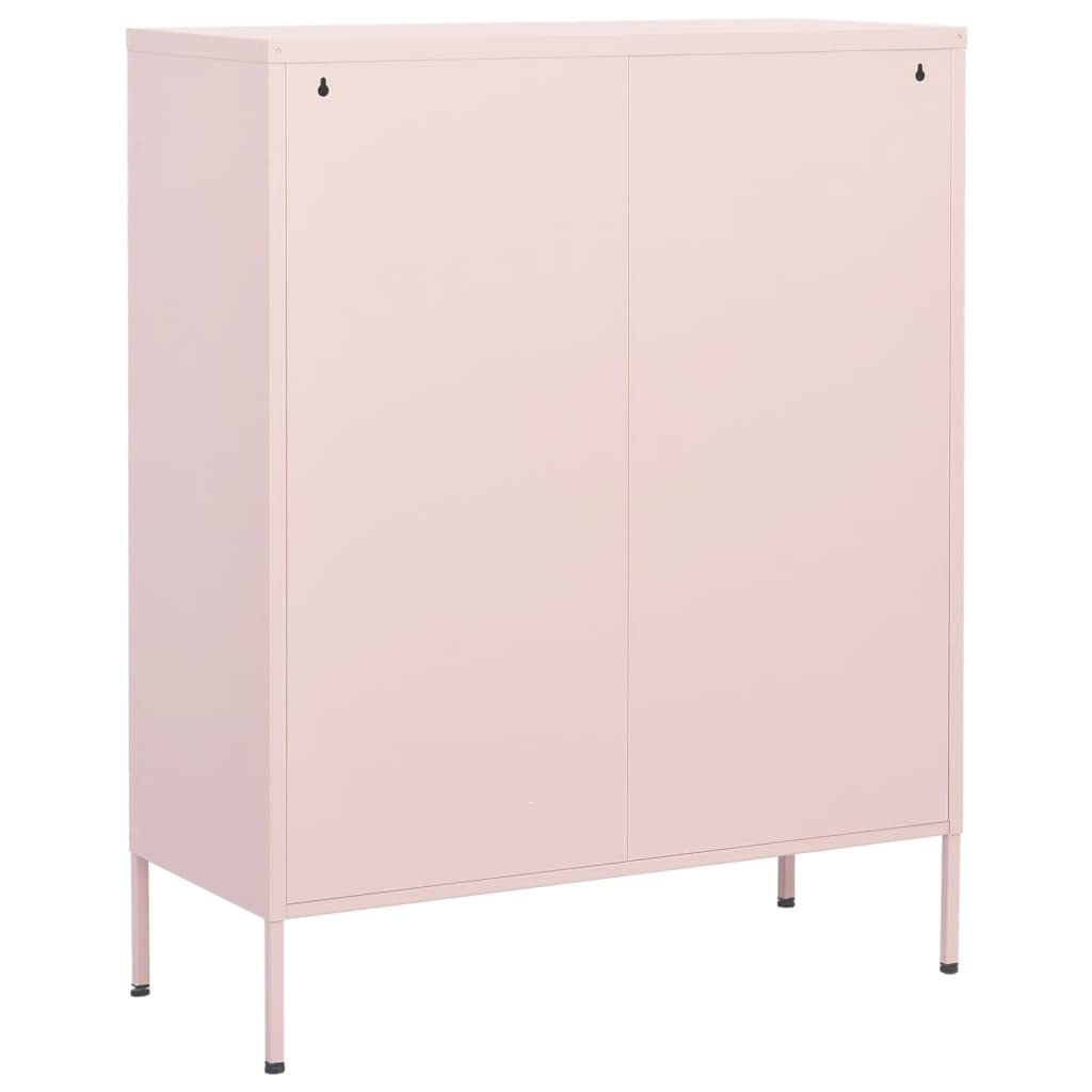 vidaXL Steel Storage Cabinet with Adjustable Shelves - Pink Industrial Style Cabinet for Home Organization, Garage, Office & Bedroom Decor - Durable Metal Construction for Long-Lasting Use