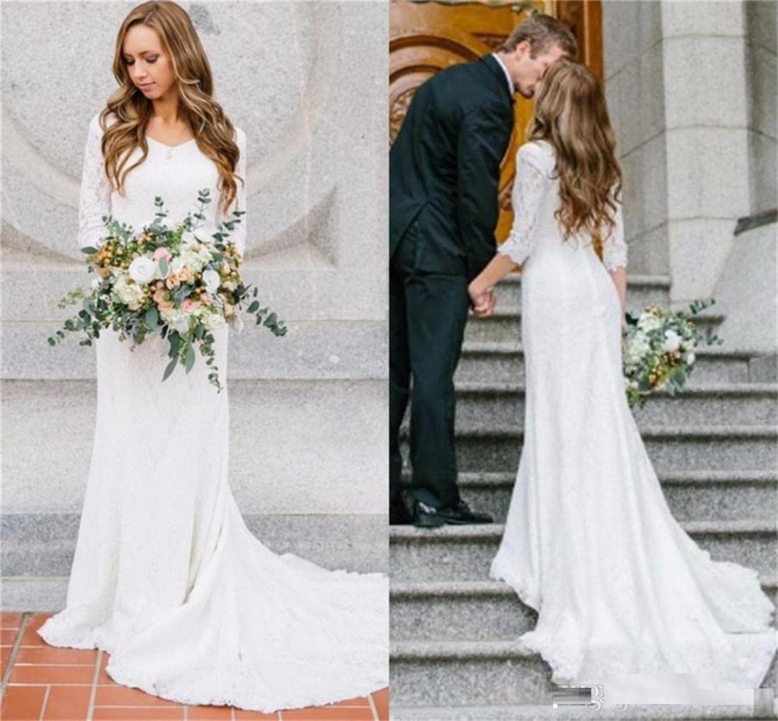 2025 Country Style Women's Lace Wedding Dresses with Sleeves - Elegant Bridal Gowns for Outdoor, Rustic & Vintage Weddings