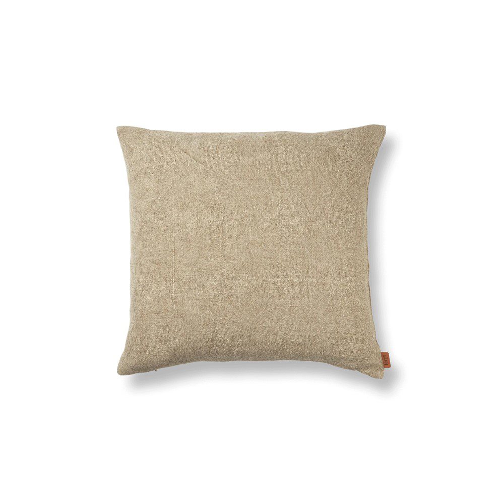 Ferm LIVING Heavy Linen Cushion Cover - Natural Color Organic Cotton Pillow Case for Sofa, Bed, Chair - Home Decor & Living Room Accessories