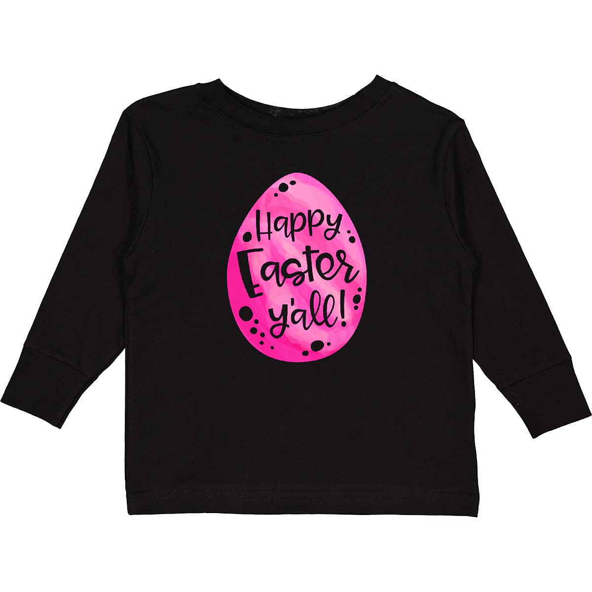 Inktastic Happy Easter Y'all Pink Easter Egg Toddler Long Sleeve T-Shirt - Cute Spring Outfit for Toddlers, Easter Sunday Church & Family Photo Outfit