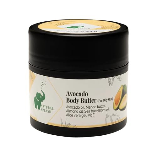 Natural Splash Avocado Body Butter with Sea Butter - Ultra-Rich Moisturizer for Dry Skin | Infused with Avocado Oil & Vitamin E | 100g | Deep Hydration for Hands, Feet & Elbows | Perfect for Daily Skincare Routine