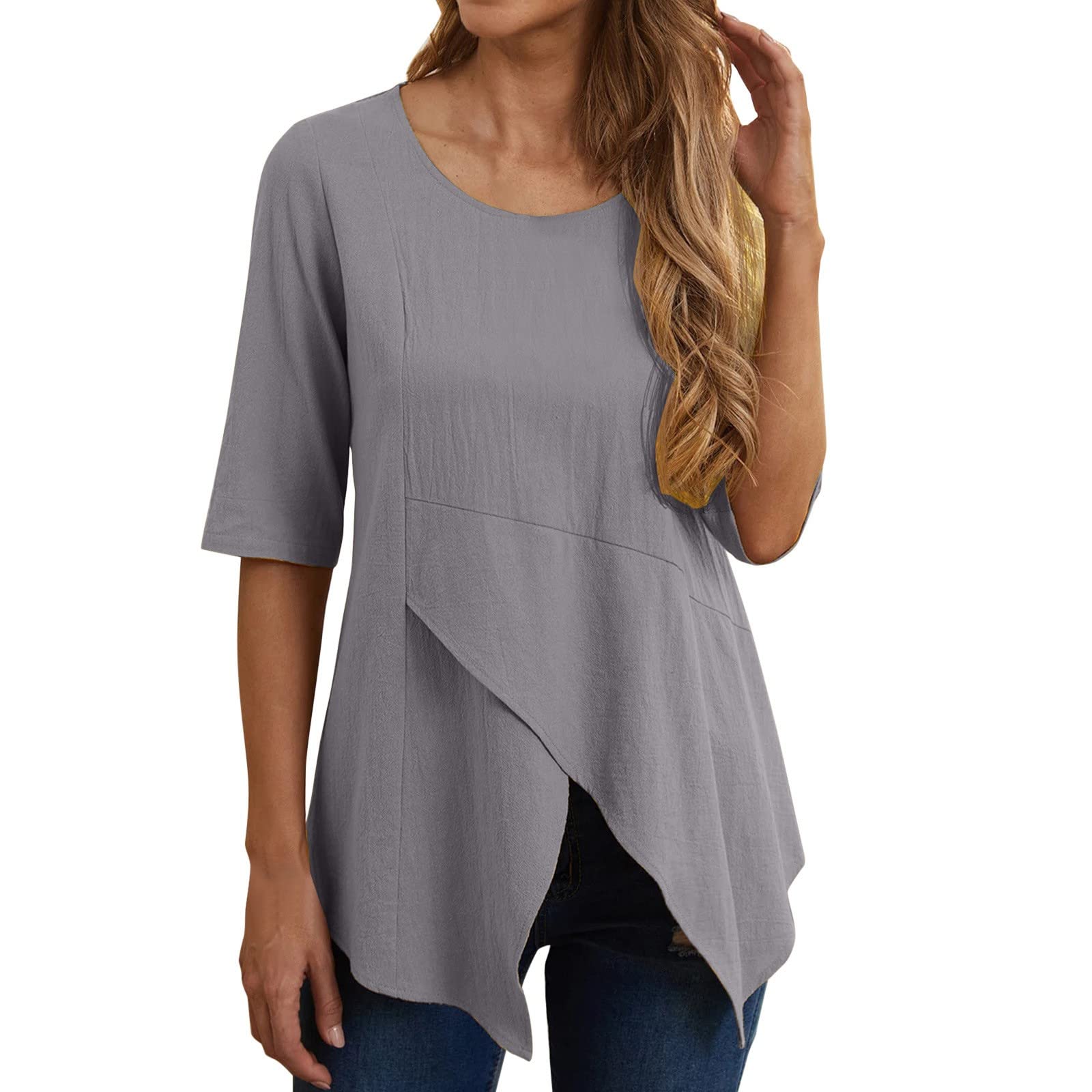 QUFECH Women's Cropped Tank Top - Plus Size Cotton Linen Tee for Summer