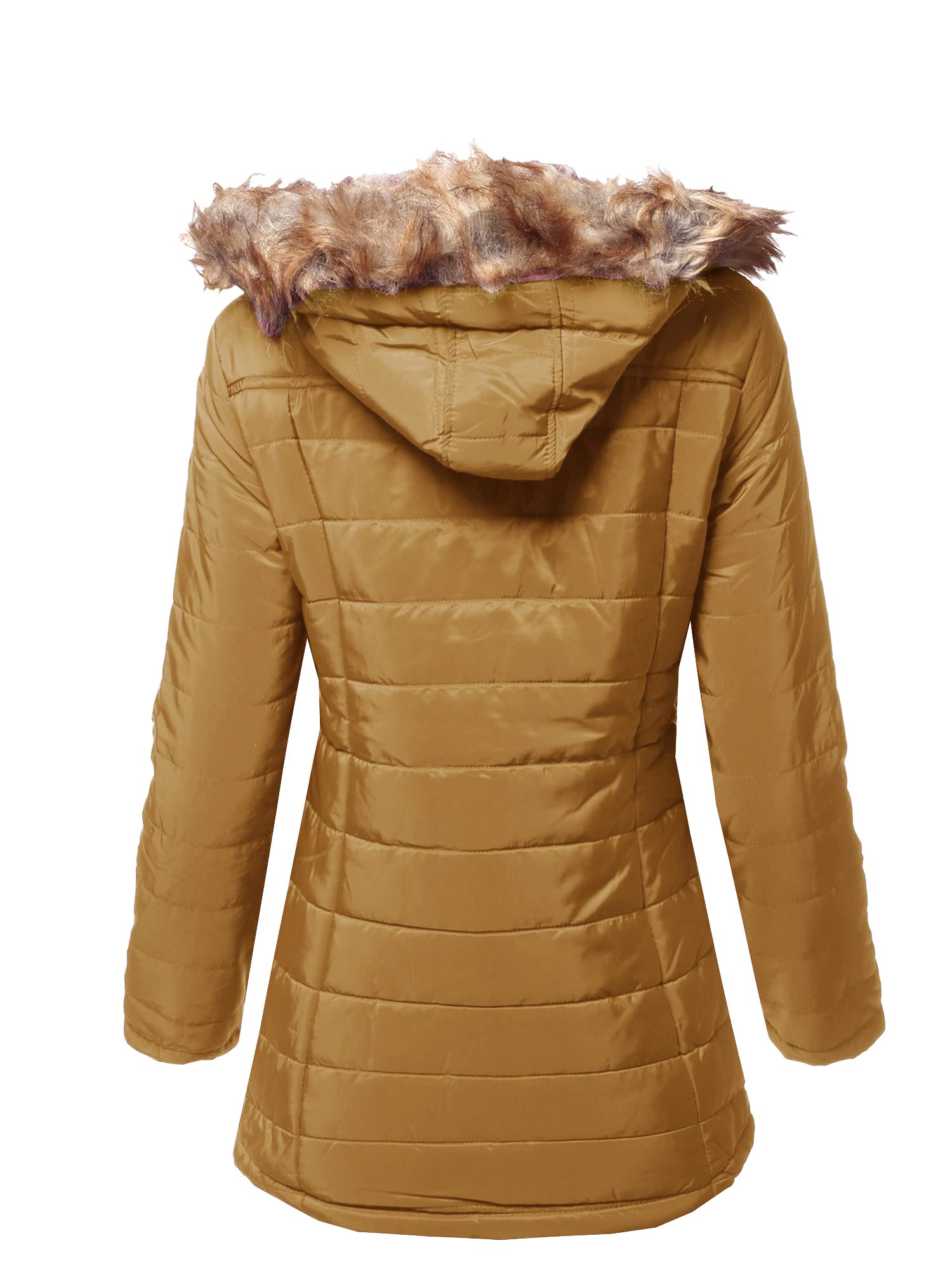 Emma Women's Detachable Fur Trim Hooded Puffer Jacket - Fashionable Belted Winter Coat for Casual Outings, Streetwear & Cold Weather Protection