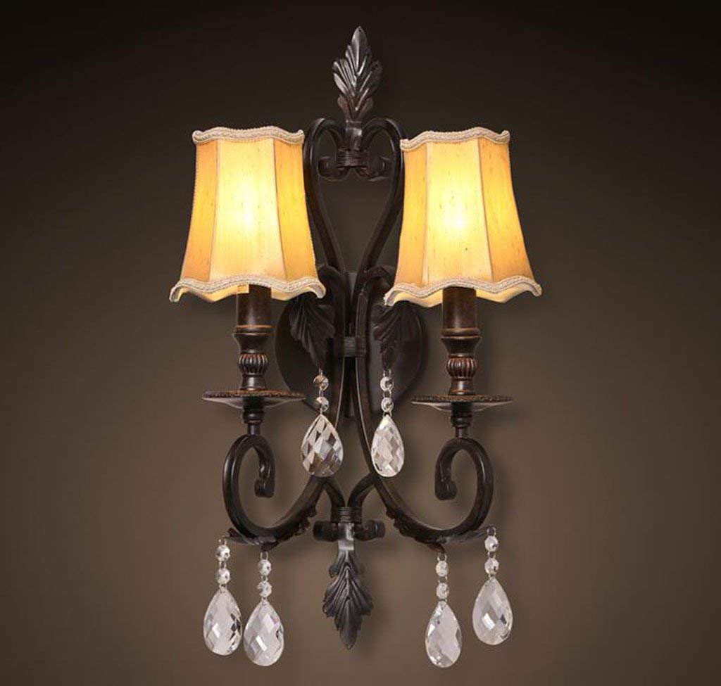 WHKHY Vintage Crystal Wall Sconce - Double-Walled Glass Candle Holder for Bedroom, Cafe, Villa & Lounge Decor - Elegant Continental Style Wall Lamp (Model: 15-F 6064-2) | Perfect for Romantic Ambiance, Dining Room Lighting & Hotel Interior Design