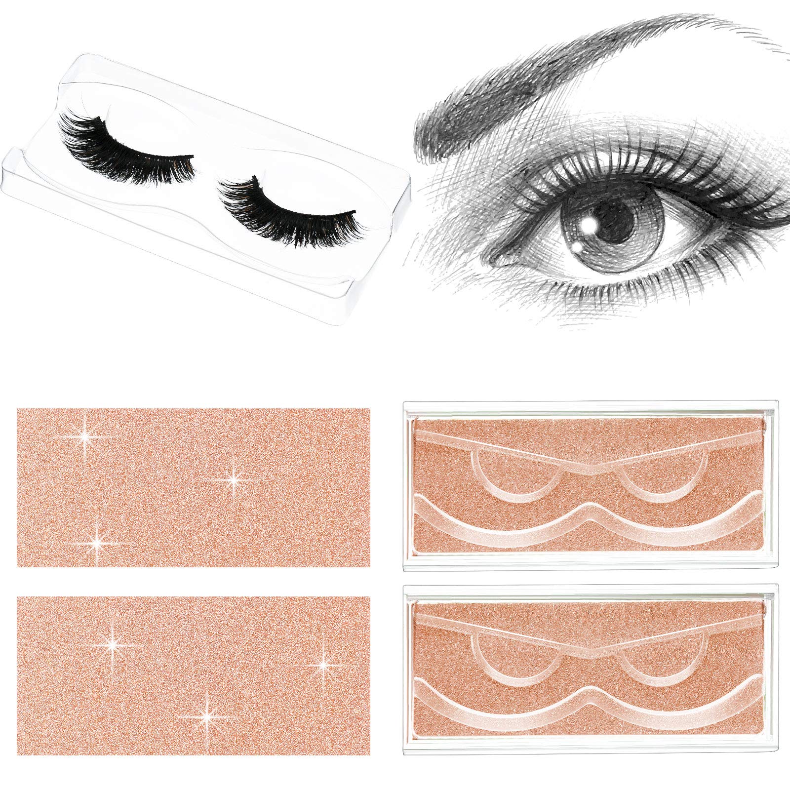 50 Pack Empty Eyelash Case Set with Storage Box Tray & Background Paper - Champagne Gold Eyelash Packaging Boxes for Professional Lash Artists & Salons - Perfect for Organizing, Storing, and Displaying False Eyelashes