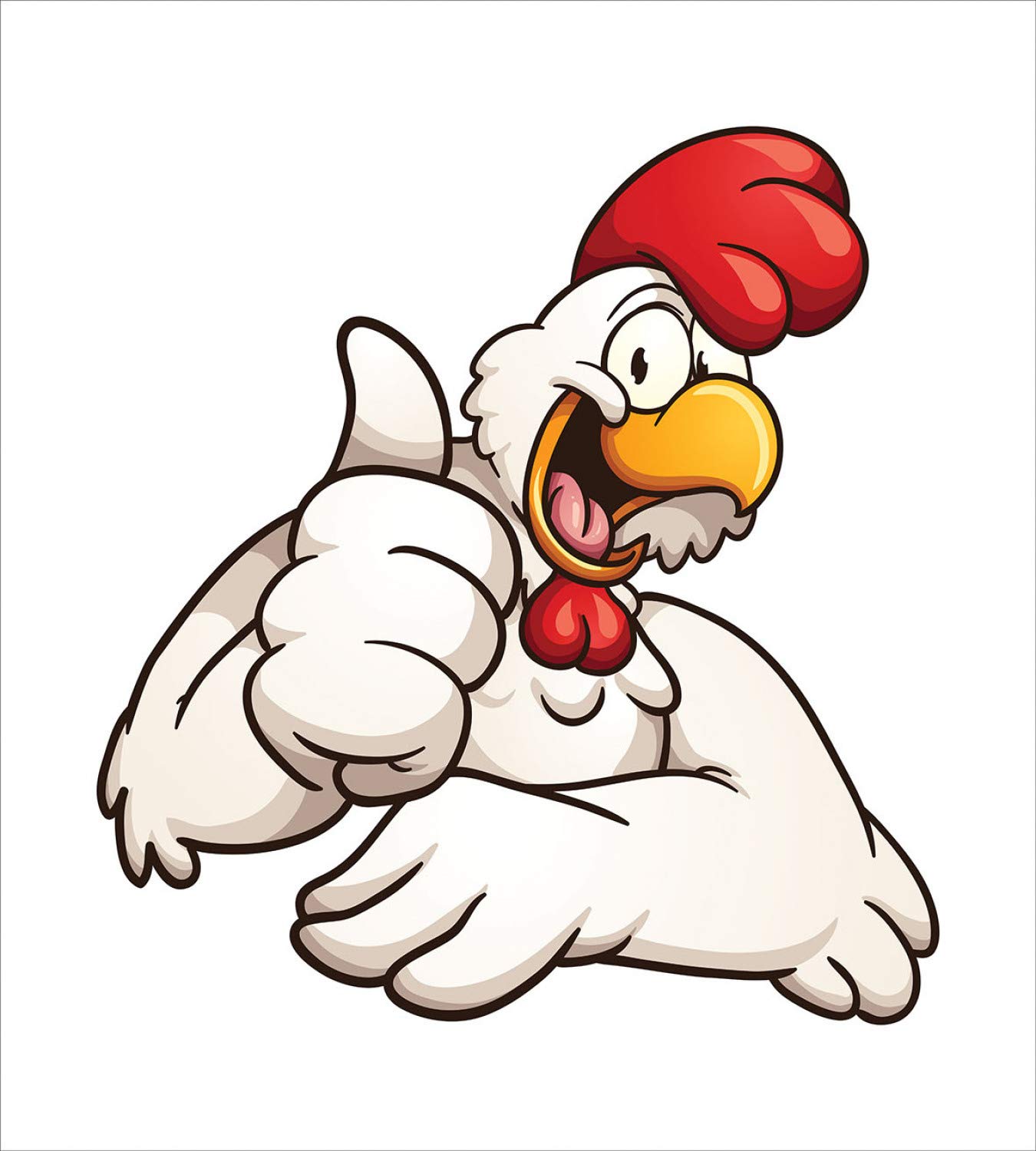 Ambesonne Smile Duvet Cover Set - Cartoon Style Joyous Chicken with Funny Thumbs Up Design | 3-Piece King Size Bedding Set with 2 Pillow Shams in White Vermilion Eggshell | Perfect for Kids' Rooms, Teen Bedrooms & Whimsical Home Decor