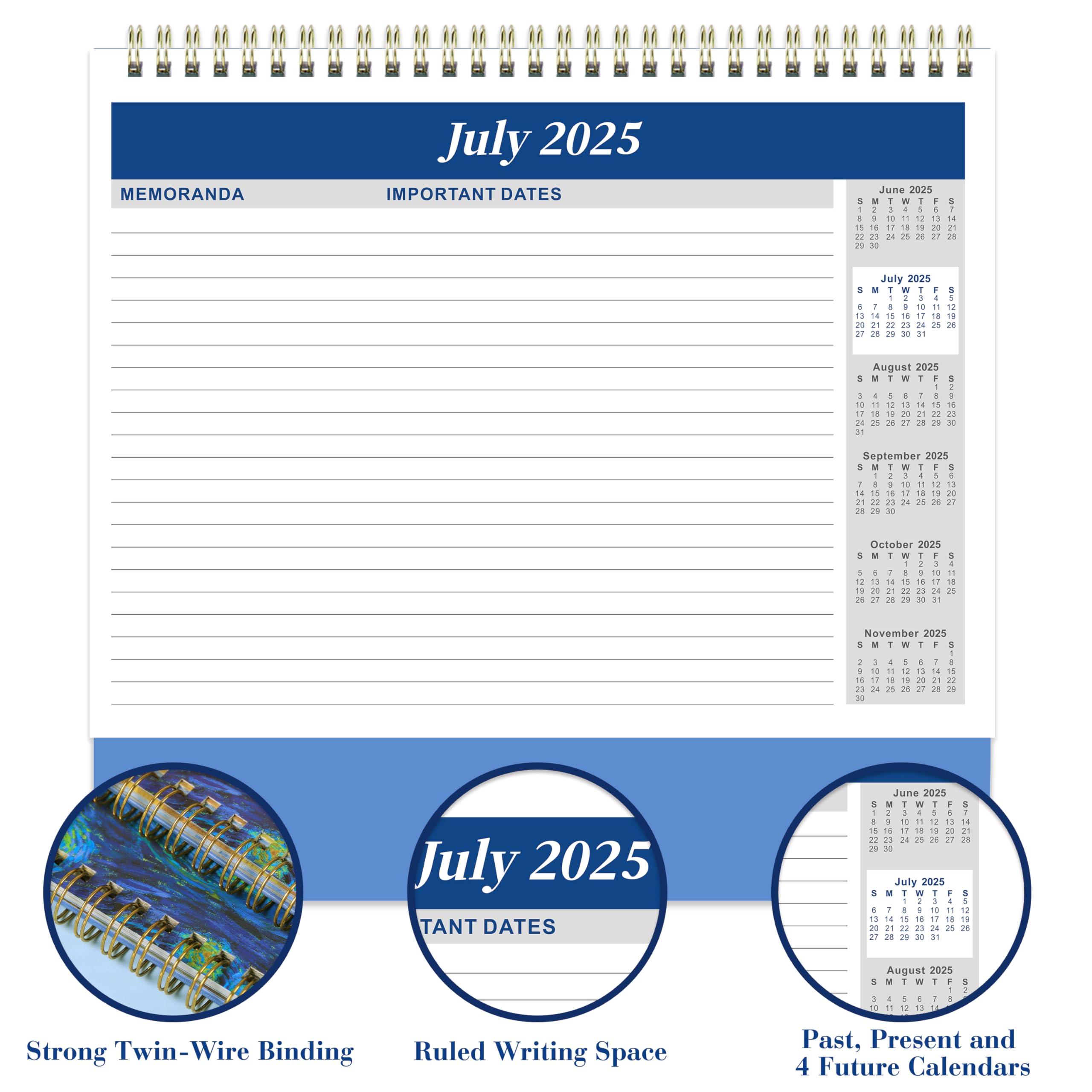 2025-2026 18-Month Desk Calendar | July 2025 - December 2026 | Standing Flip Desktop Planner | 9.8