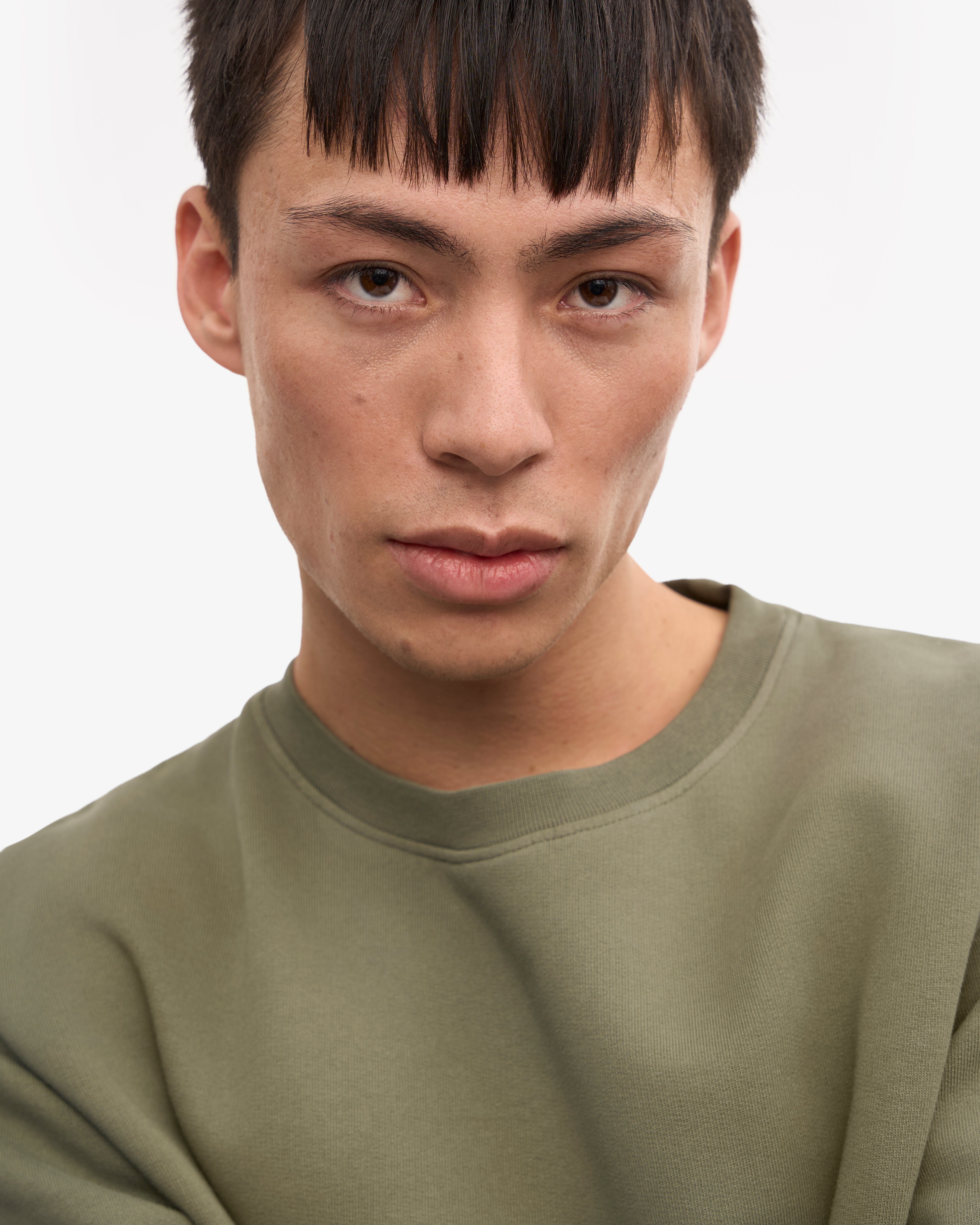 Classic Organic Cotton Crew Neck T-Shirt for Men - Soft & Comfortable Dusty Olive Green Tee - Perfect for Casual Wear, Gym & Everyday Outfits