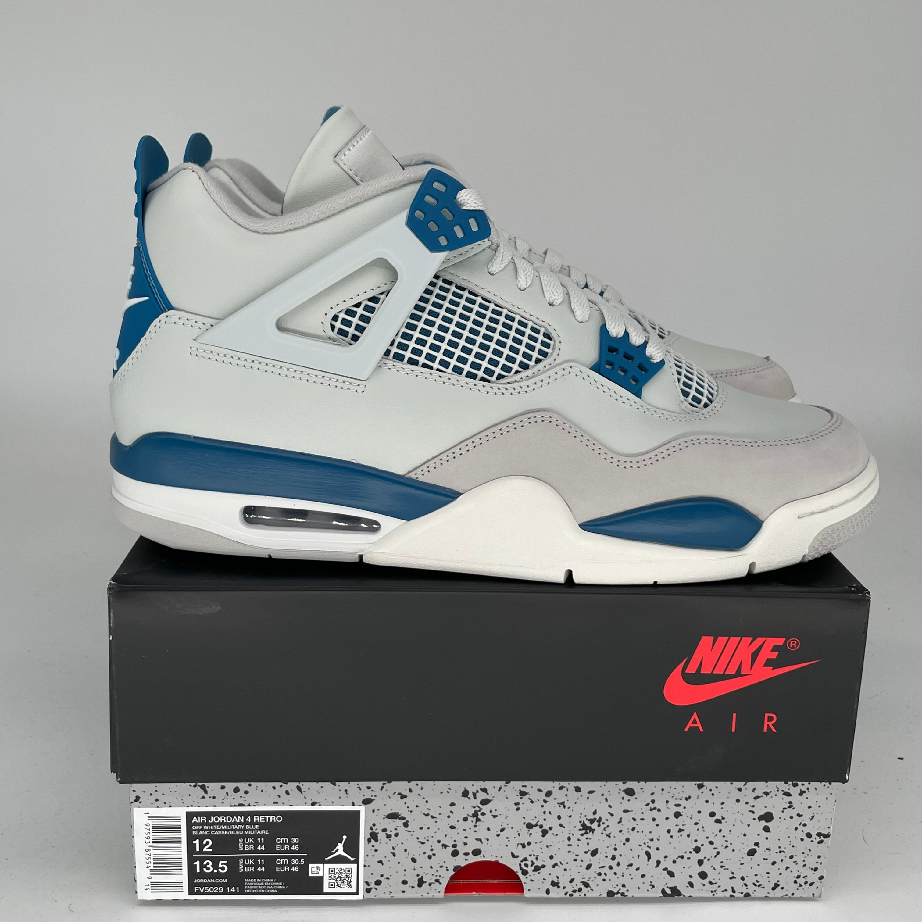 Air Jordan 4 Retro Military Blue Men's Basketball Shoes Size 12 - FV5029-141 | Authentic Sneakers for Sports, Casual Wear & Sneaker Collection
