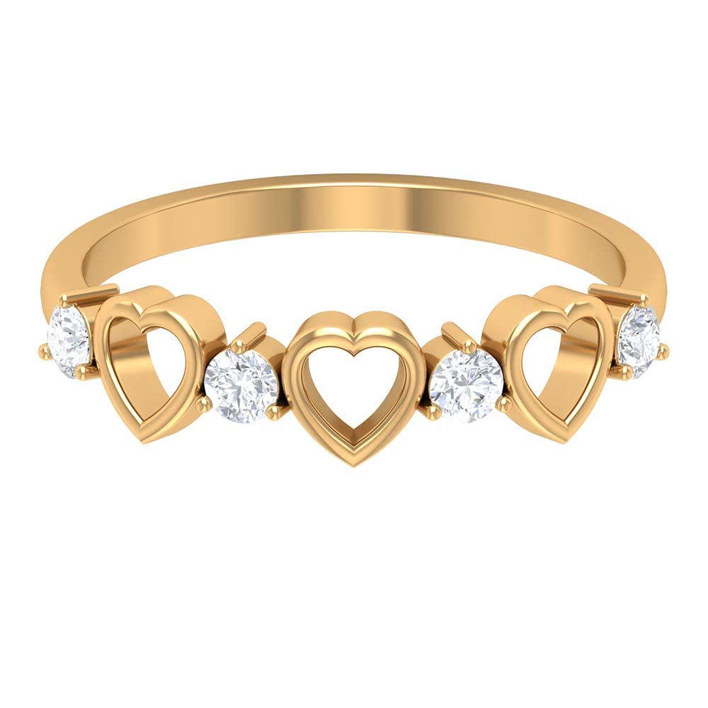0.25 CT Round Cut Diamond Heart Promise Ring for Women - 14K Solid Gold Open Heart Engagement Ring - Perfect for Anniversaries, Valentine's Day & Romantic Proposals
