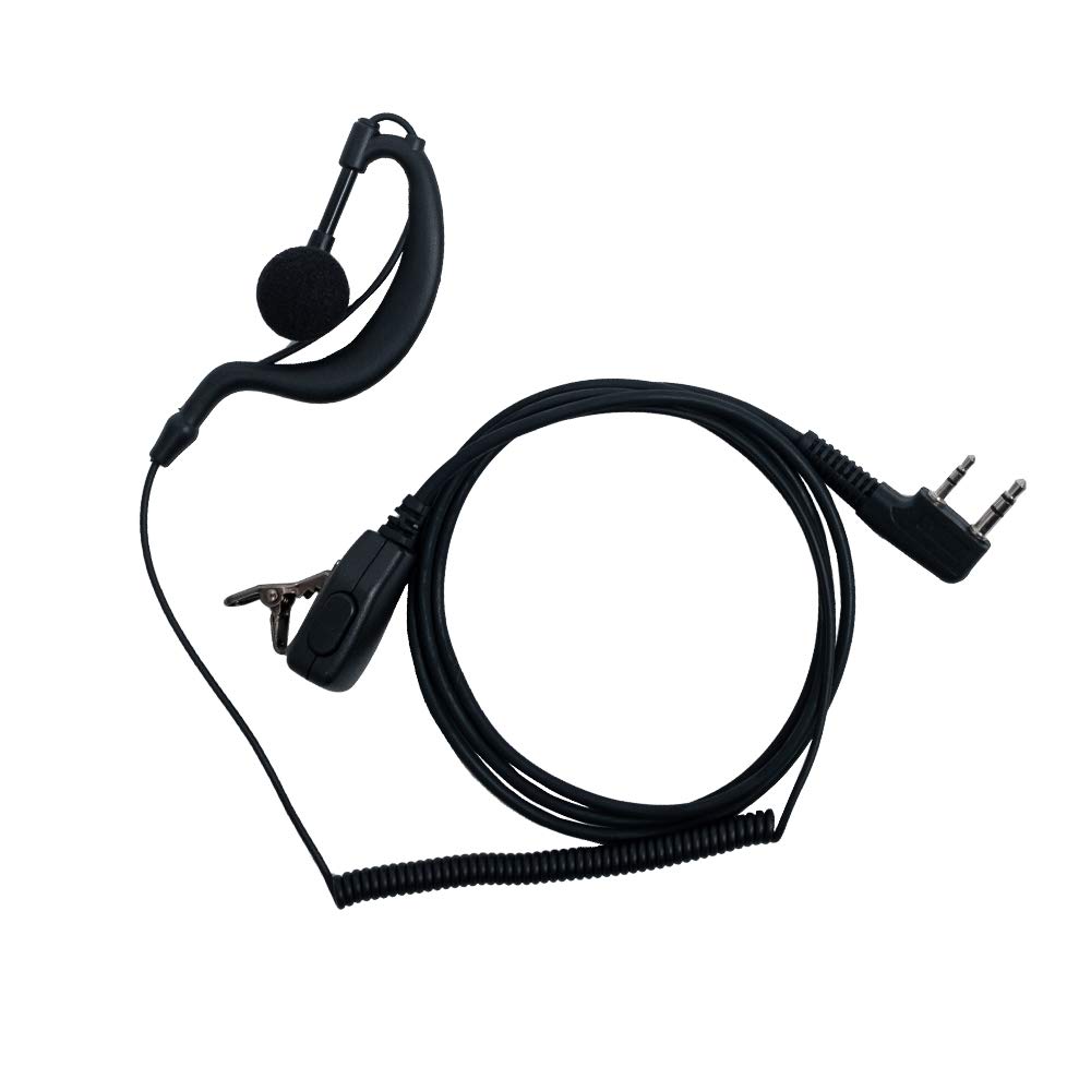 10 Pack Headset for Kenwood Two Way Radio - 2 Pin G Shape Earpiece with Mic & PTT Button - Compatible with Baofeng UV-5R, BF-888S, UV-82 & Kenwood Walkie Talkies - Ideal for Security, Construction & Outdoor Activities