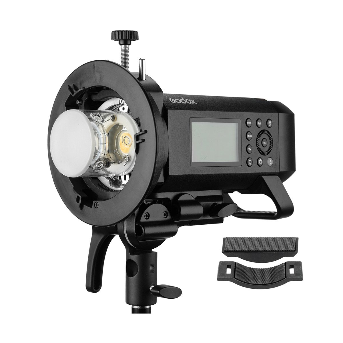 Godox S2 Speedlight Bracket with Bowens Mount - Universal Flash Holder for DSLR Cameras - Perfect for Studio Photography, Portrait Shoots & On-Location Lighting