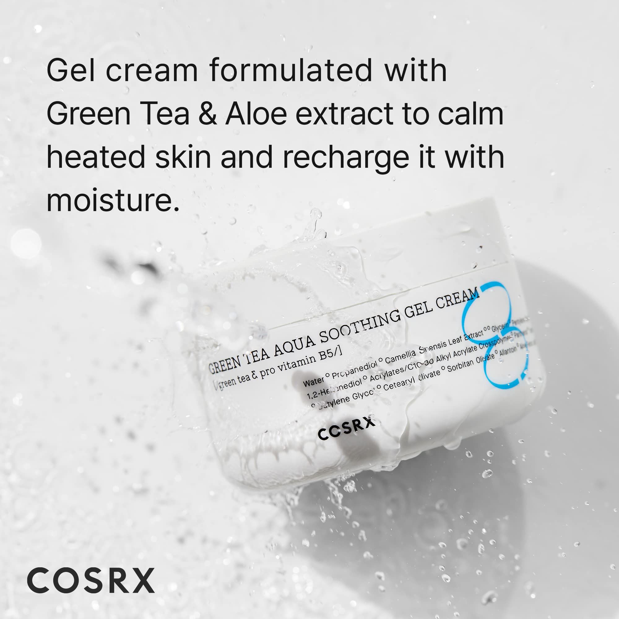 COSRX Hydrium Green Tea Aqua Soothing Gel Cream 1.69 fl.oz (50ml) - Lightweight Daily Moisturizer with Green Tea, Camellia & Aloe Vera | Korean Skincare for Sensitive Skin | Vegan, Cruelty-Free & Paraben-Free | Perfect for Hydration & Soothing Irritated Skin