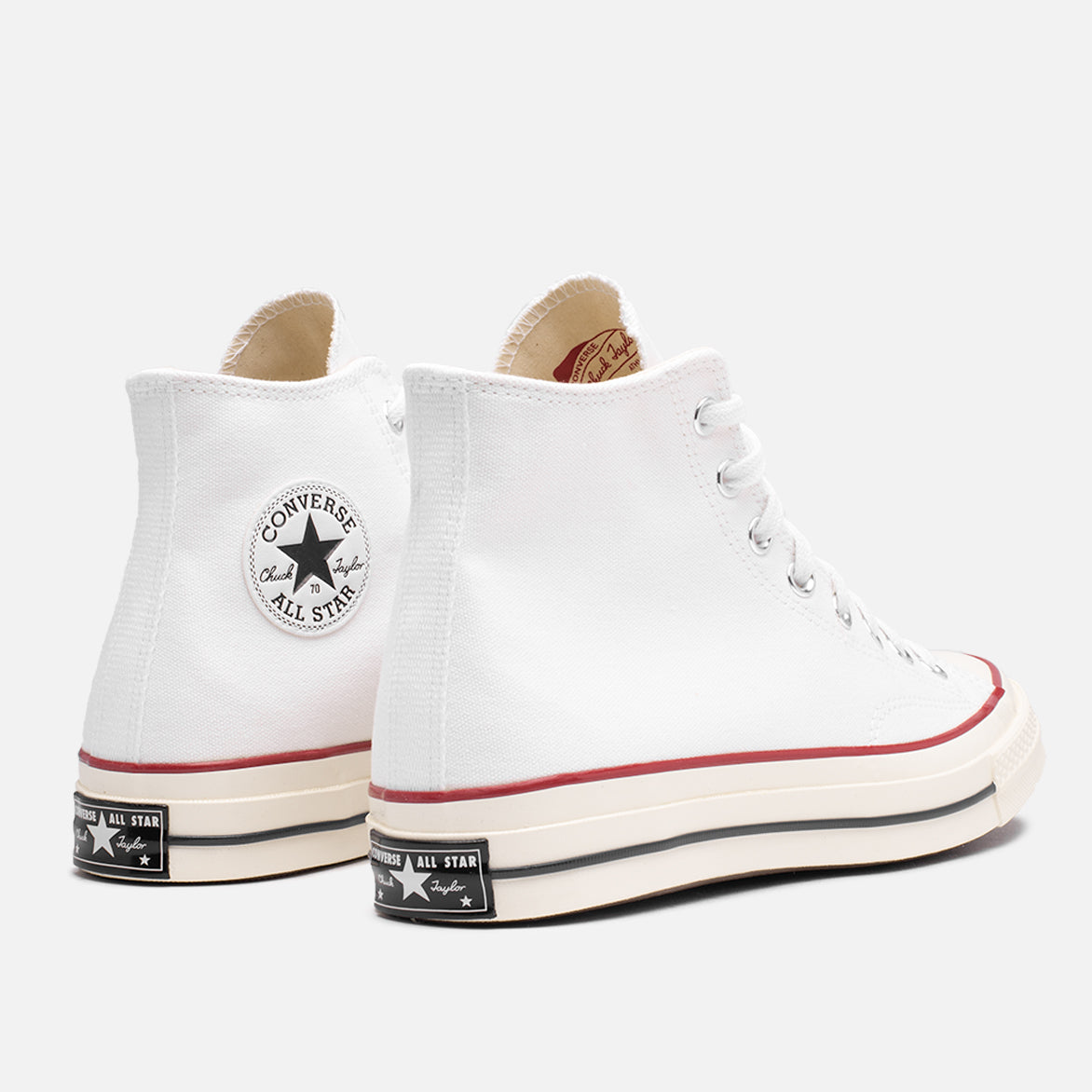 Converse Chuck 70 High Top Sneakers in White & Garnet - Classic Canvas Shoes for Men & Women | Perfect for Casual Wear, Street Style & Everyday Fashion
