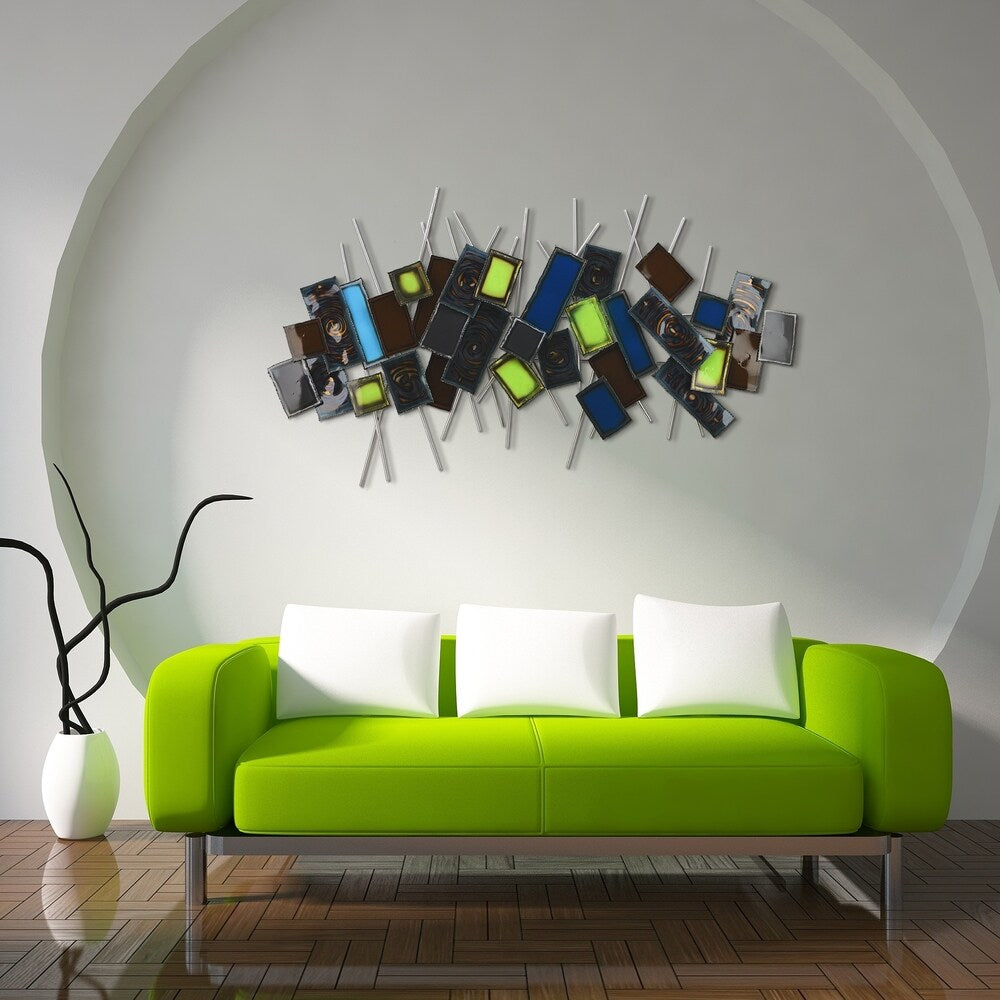 Hand-Painted Etched Metal Wall Art Sculpture - Abstract Modern Home Decor for Living Room, Bedroom & Office