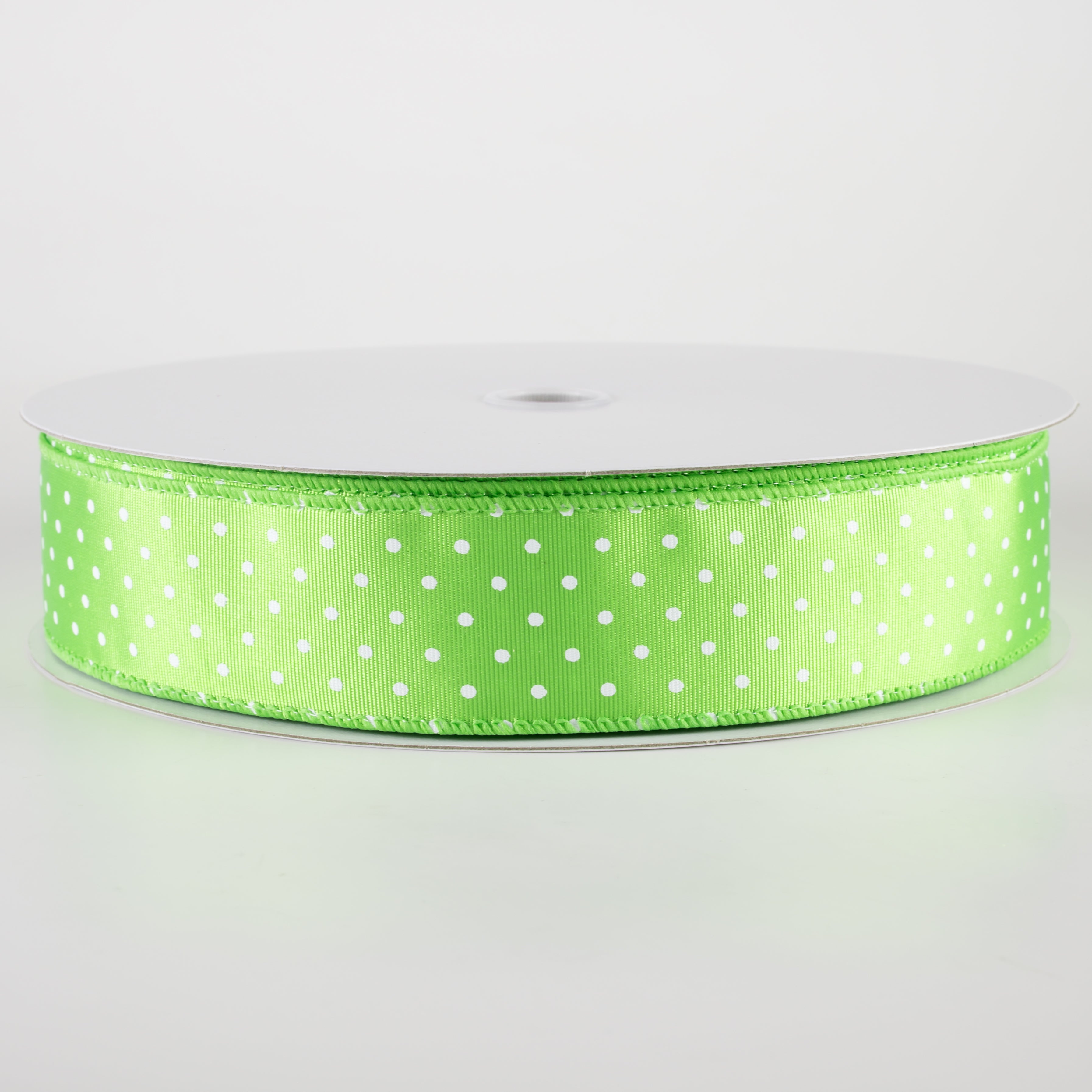 1.5 Inch Ribbed Satin and White Microdots Ribbon - Lime Green (50 Yards) for Gift Wrapping, DIY Crafts, Hair Bows, and Party Decorations