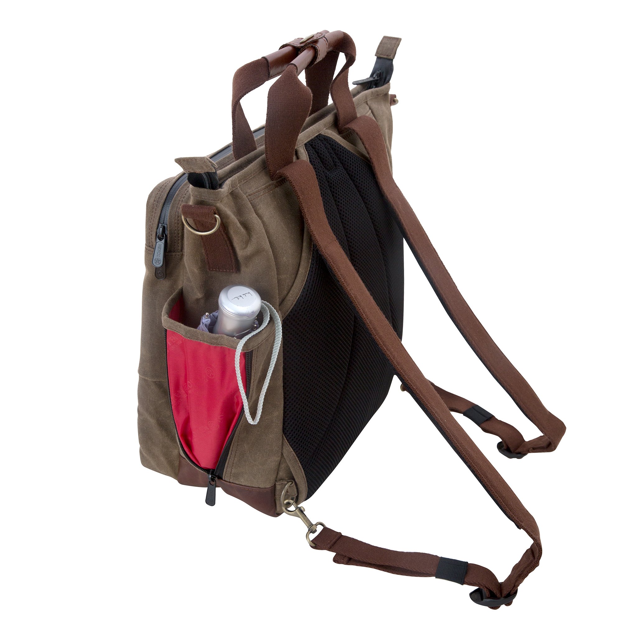 Waxed Fordham Convertible Backpack & Messenger Bag - Dark Brown Leather, One Size Fits All - Perfect for Travel, Work & Everyday Use