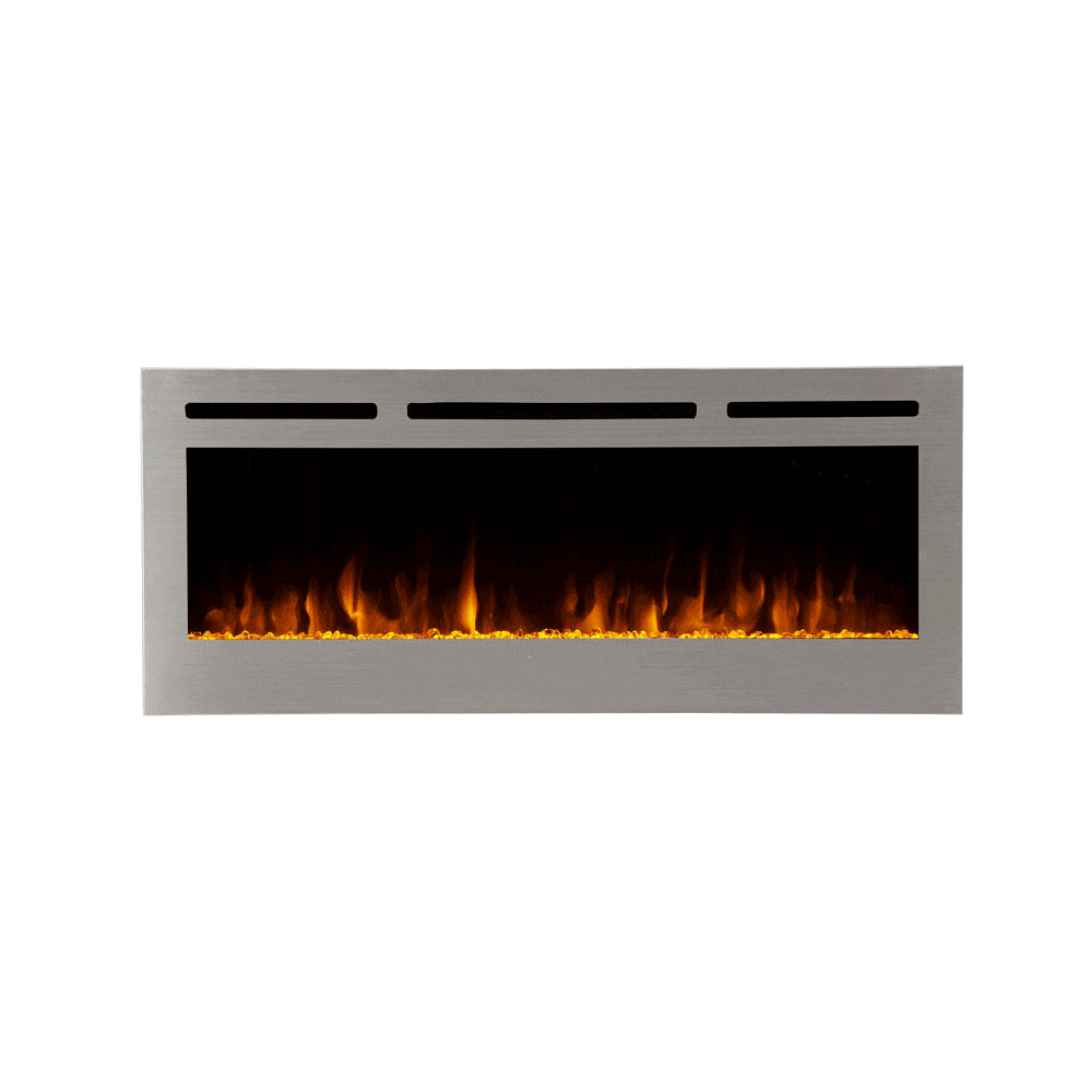 Sideline Deluxe 50 Inch Recessed Smart Electric Fireplace - Stainless Steel, WiFi & Remote Control - Perfect for Living Room, Bedroom & Office (Model 86273)