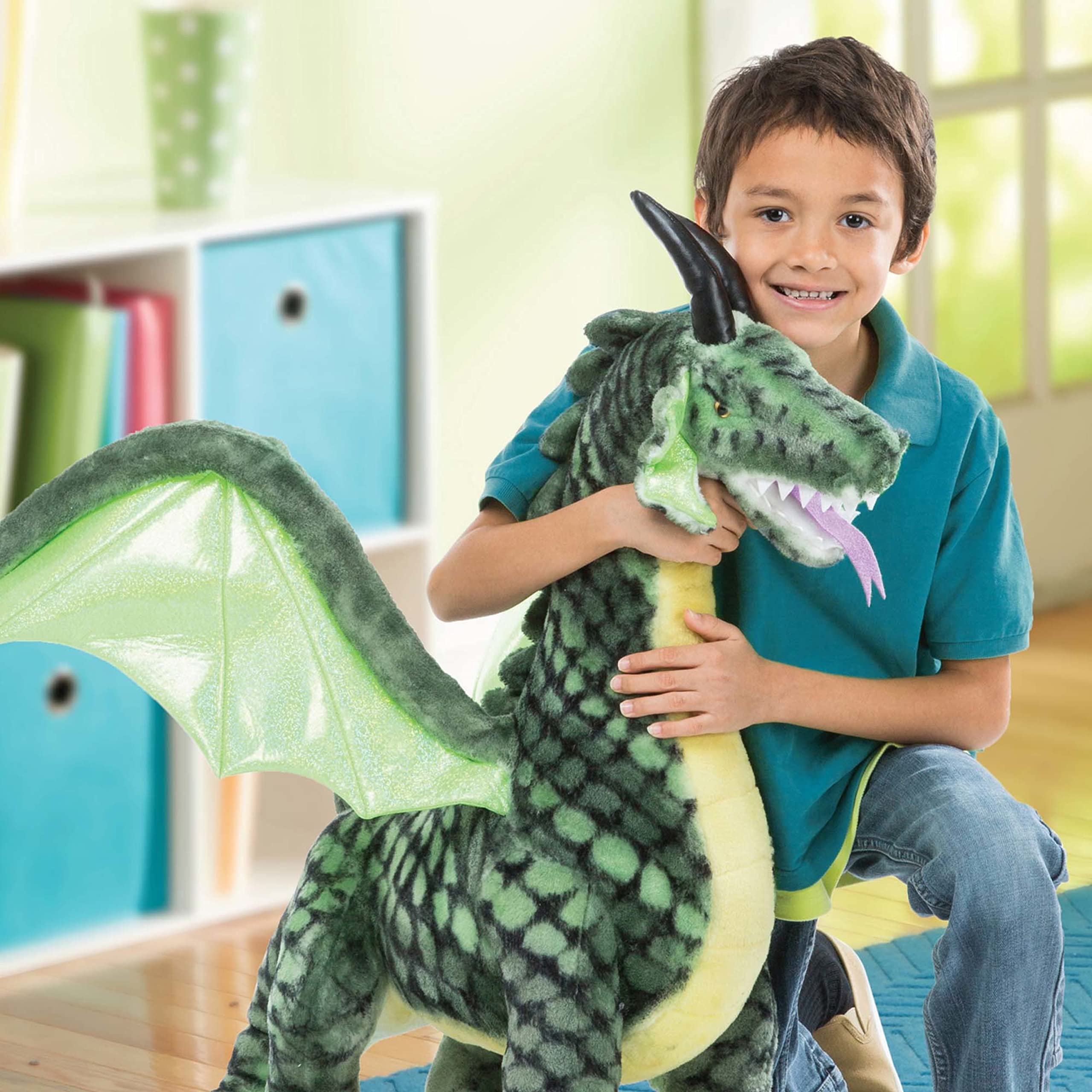 Melissa & Doug Giant Winged Dragon Stuffed Animal - Lifelike Plush Toy for Kids (36 x 40.5 x 16 Inches) | Perfect for Imaginative Play, Room Decor & Fantasy Gift