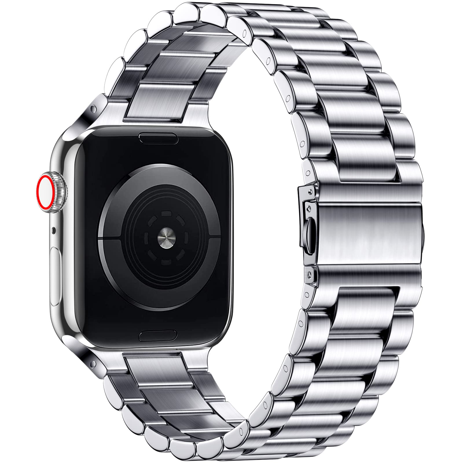 Premium Stainless Steel Apple Watch Band Compatible with Series 9/8/7/6/5/4/3/2/1 & SE & Ultra 2 - 38mm 40mm 41mm 42mm 44mm 45mm 49mm - Durable Metal Replacement Strap for Men & Women - Perfect for Workouts, Office & Everyday Wear