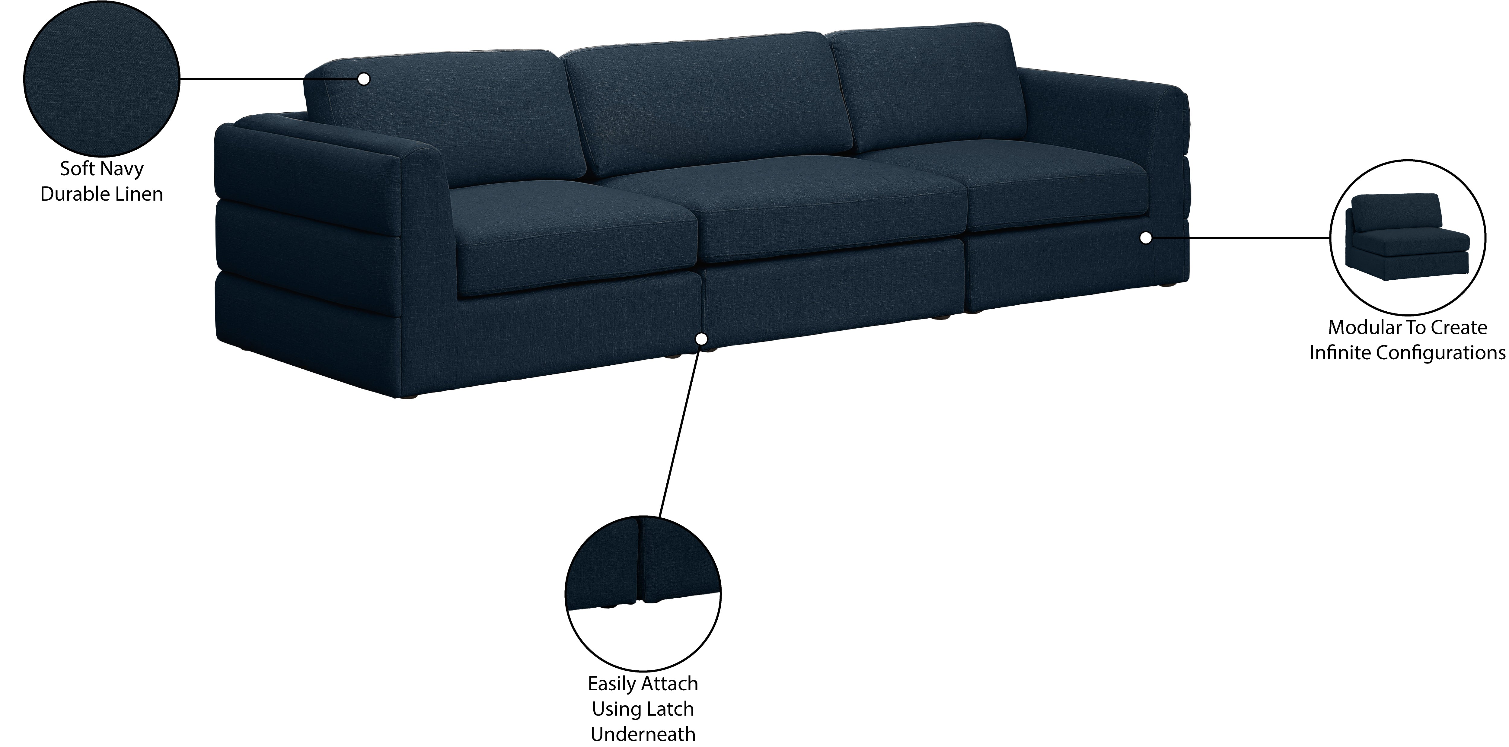 Beckham Durable Linen Textured Fabric Modular Sofa - Modern Sectional Couch for Living Room, Lounge & Home Office - Easy to Assemble Comfortable Sofa Set with Washable Covers