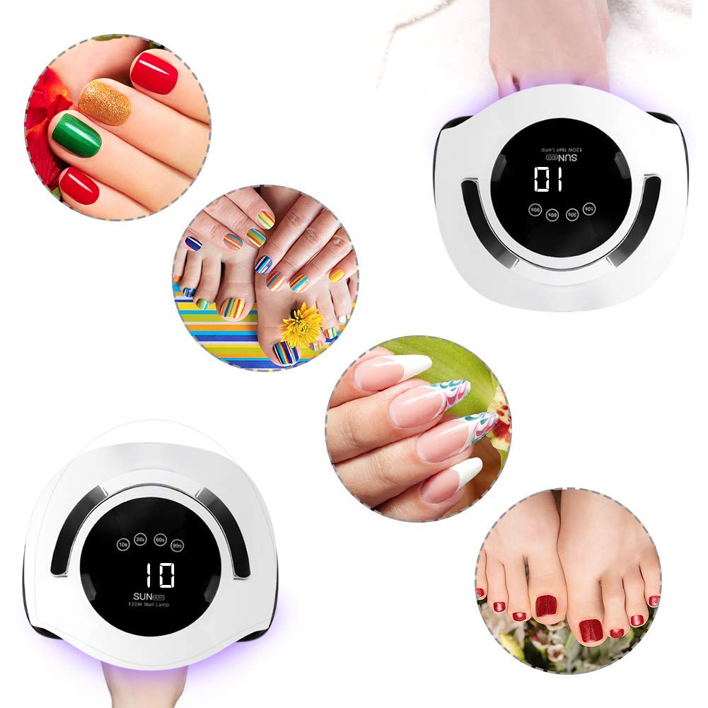 Professional 120W UV LED Nail Dryer Lamp for Gel Nails - Auto Sensor, LCD Display, 10/30/60/99s Timer - Perfect for Home & Salon Manicures & Pedicures