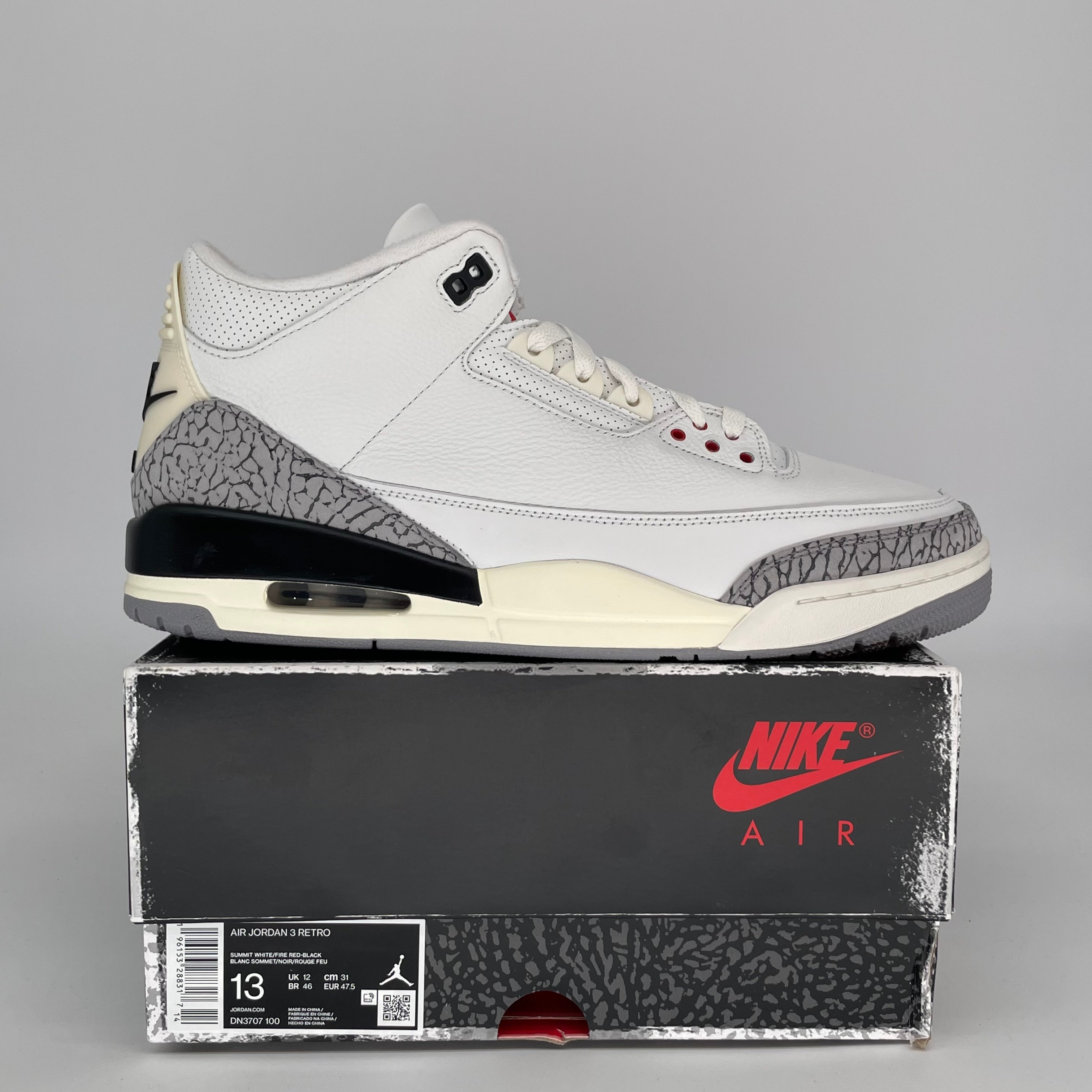 Original Air Jordan 3 White Cement Reimagined Men's Basketball Shoes Size 13 DN3707 - Retro Sneakers for Streetwear & Basketball Court Performance