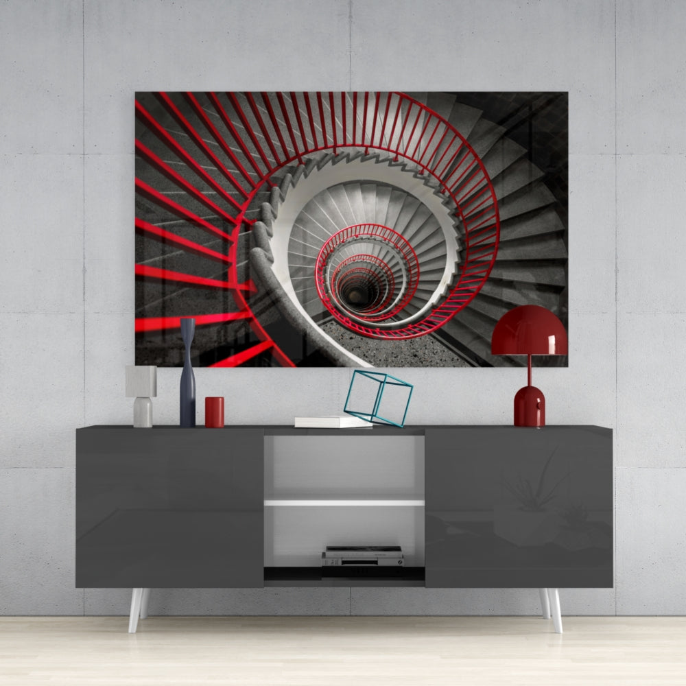 Red Staircase - Modern Home Decor for Living Room, Bedroom & Office | Durable & Stylish Design for Indoor Spaces