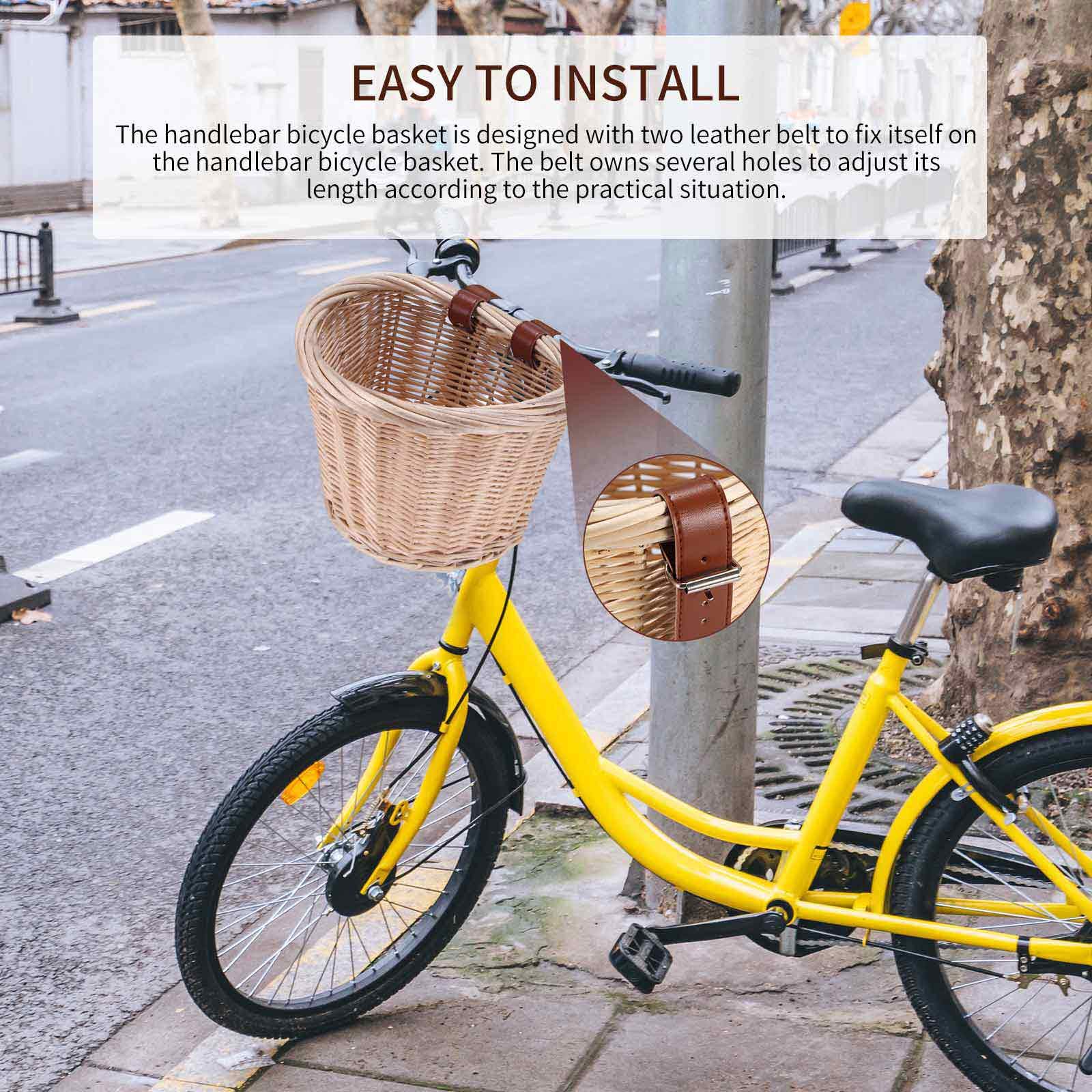 Premium Front Handlebar Bike Basket for Adults - Durable Leather Bicycle Storage Bag | Perfect for Commuting, Shopping & Outdoor Adventures